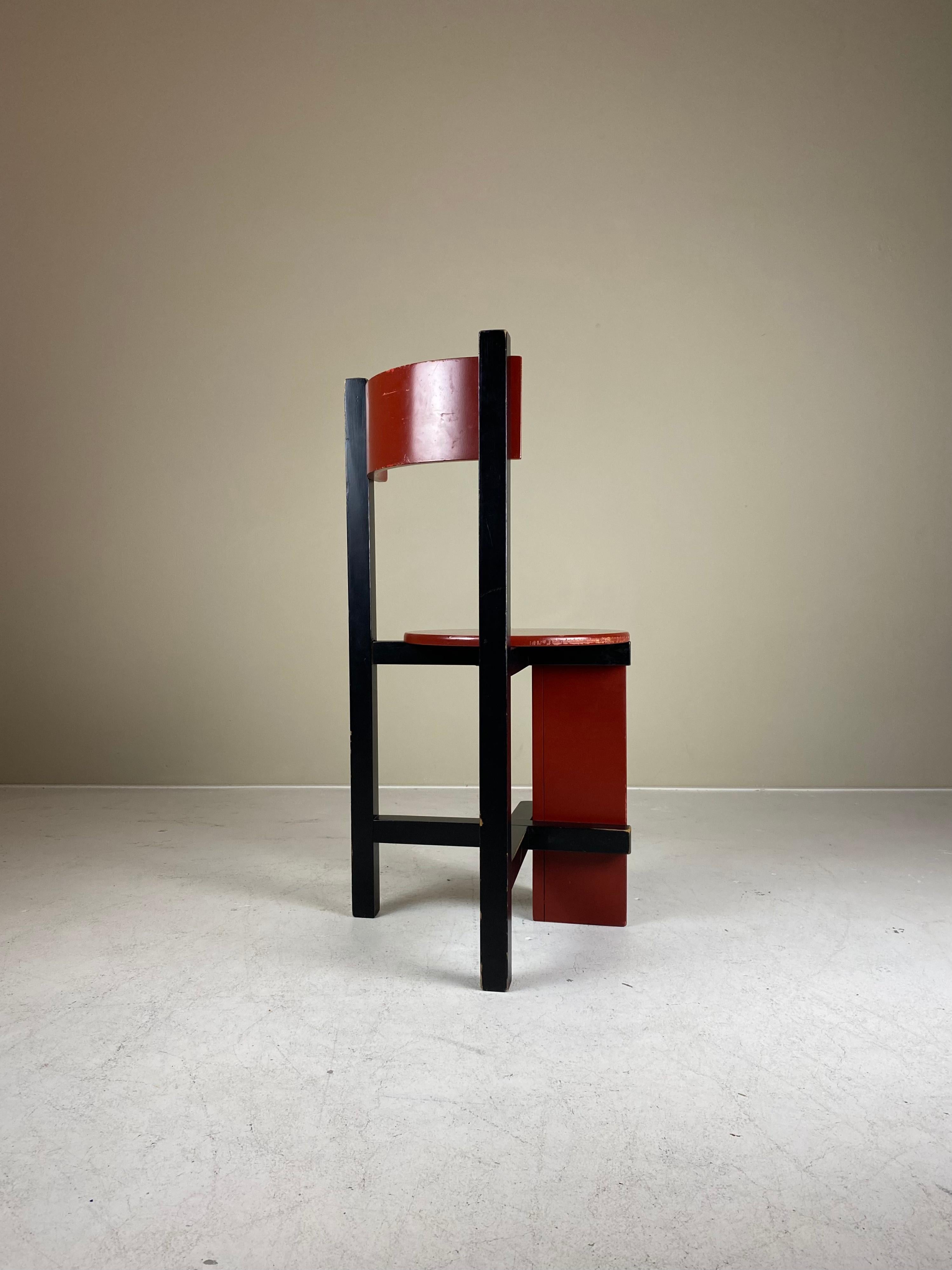Dutch Huizenga NV Bastille Chair by Piet Blom, 1960s, De Stijl, Rietveld, Mondrian For Sale