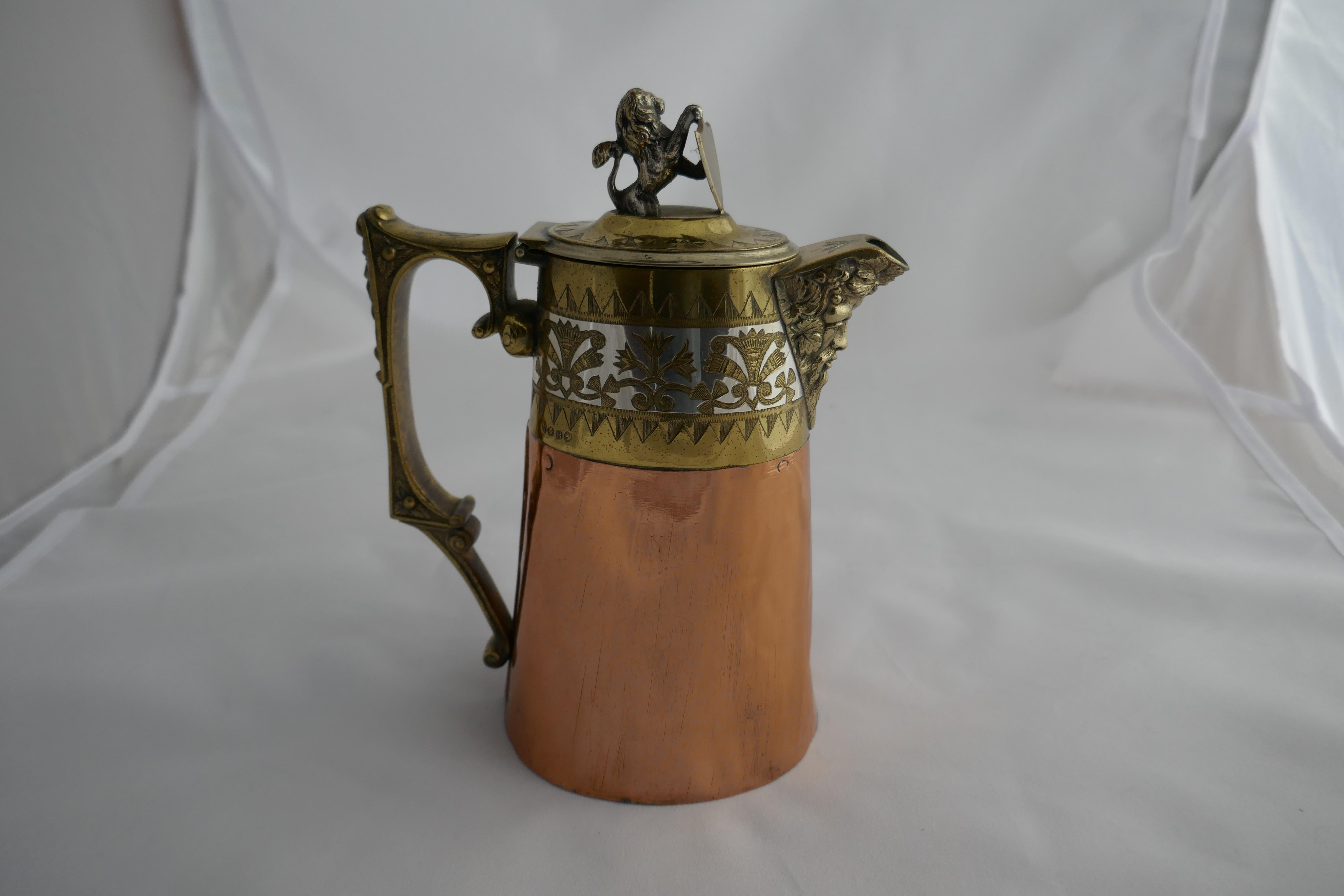 Arts and Crafts Hukin and Heath Coffee or Chocolate Pot, Arts & Crafts Gothic Style