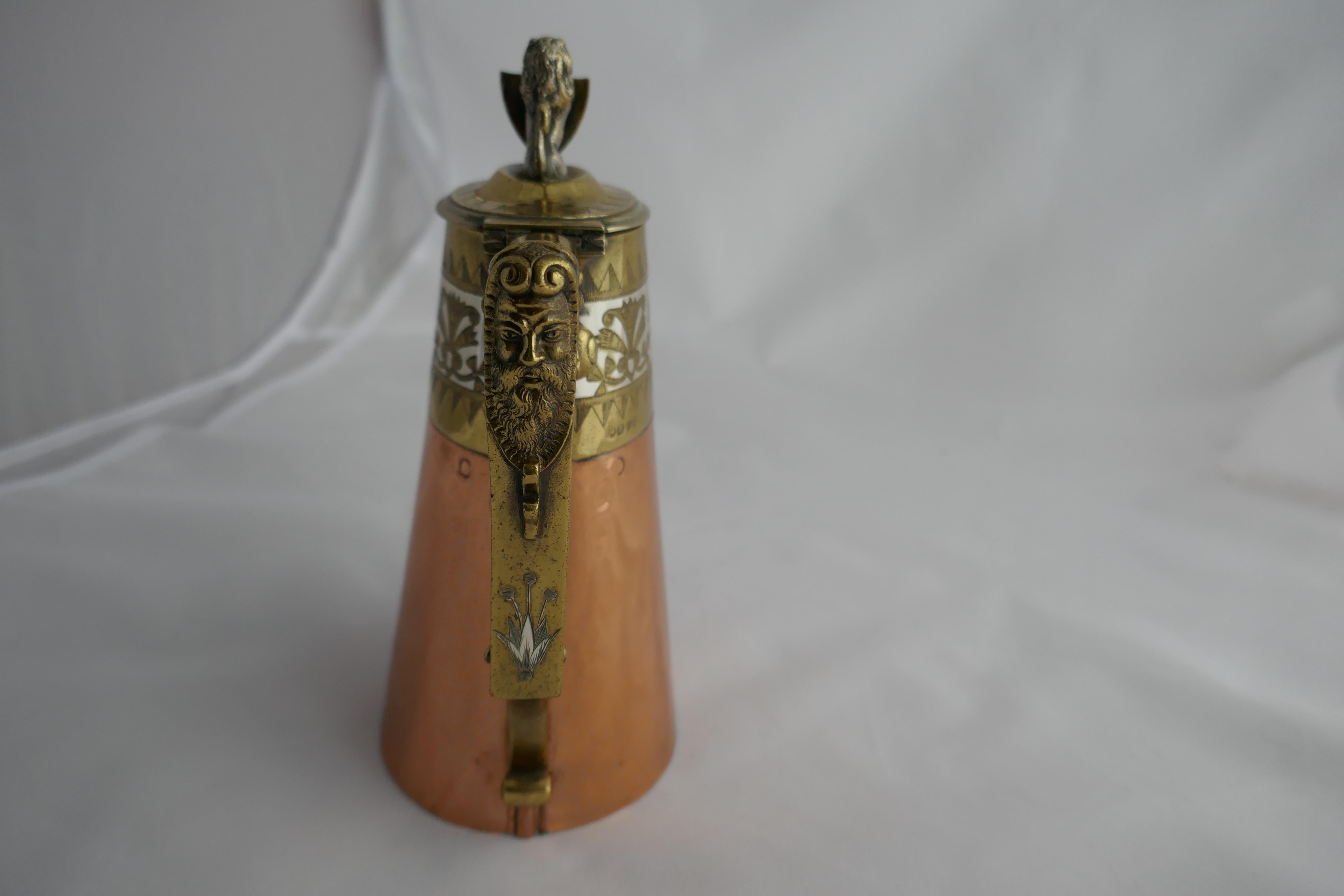 19th Century Hukin and Heath Coffee or Chocolate Pot, Arts & Crafts Gothic Style