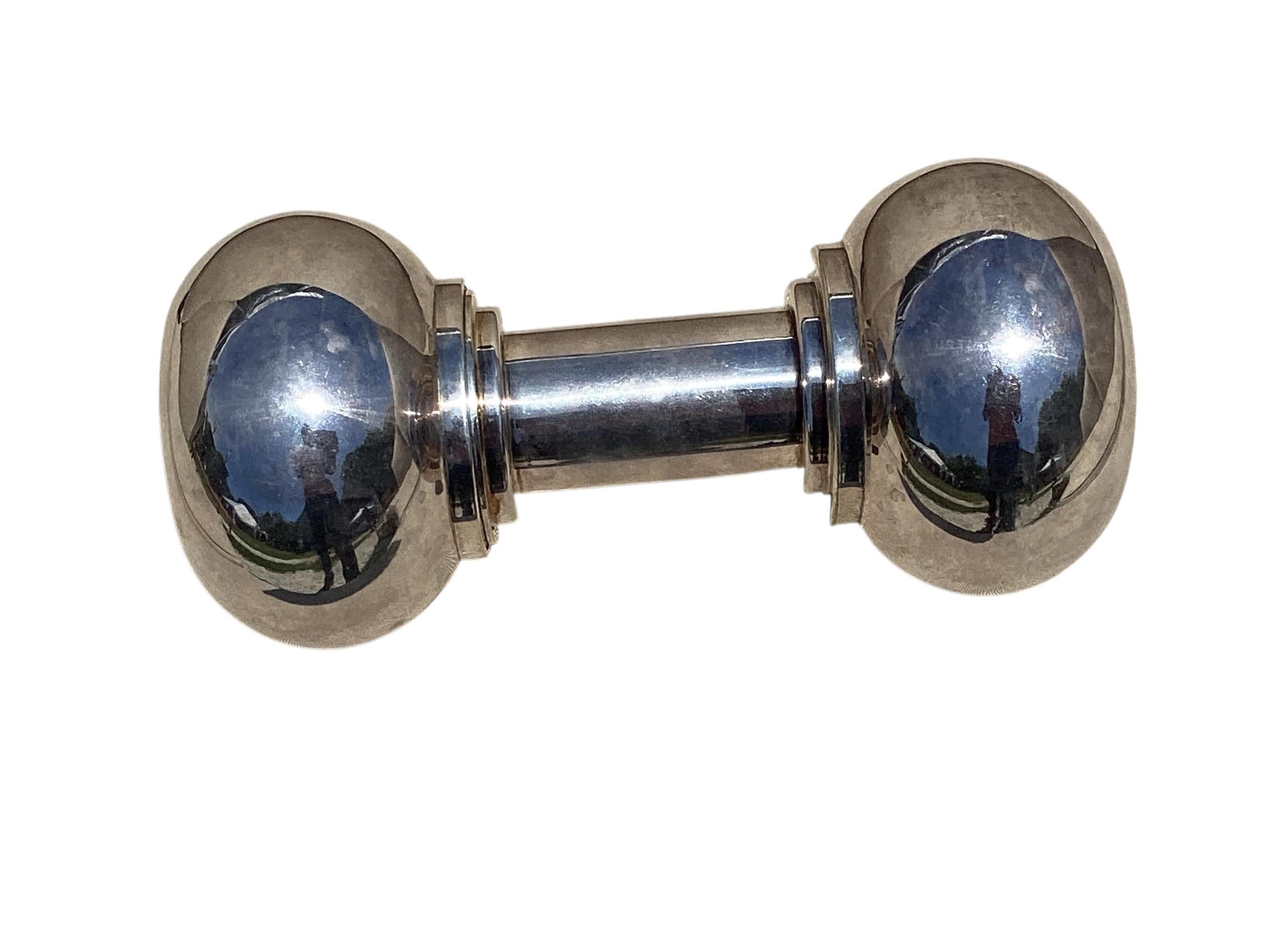 English Hukin and Heath Silver Plated Dumbbell Cocktail Shaker For Sale