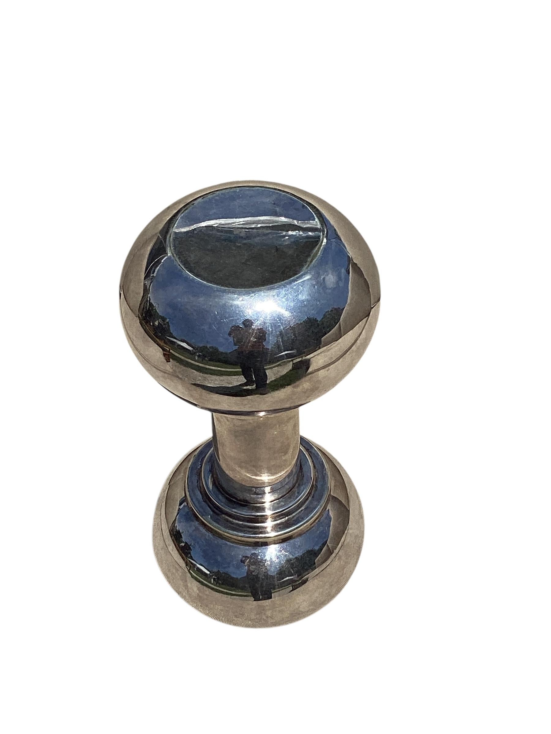 Hukin and Heath Silver Plated Dumbbell Cocktail Shaker In Good Condition For Sale In Chapel Hill, NC