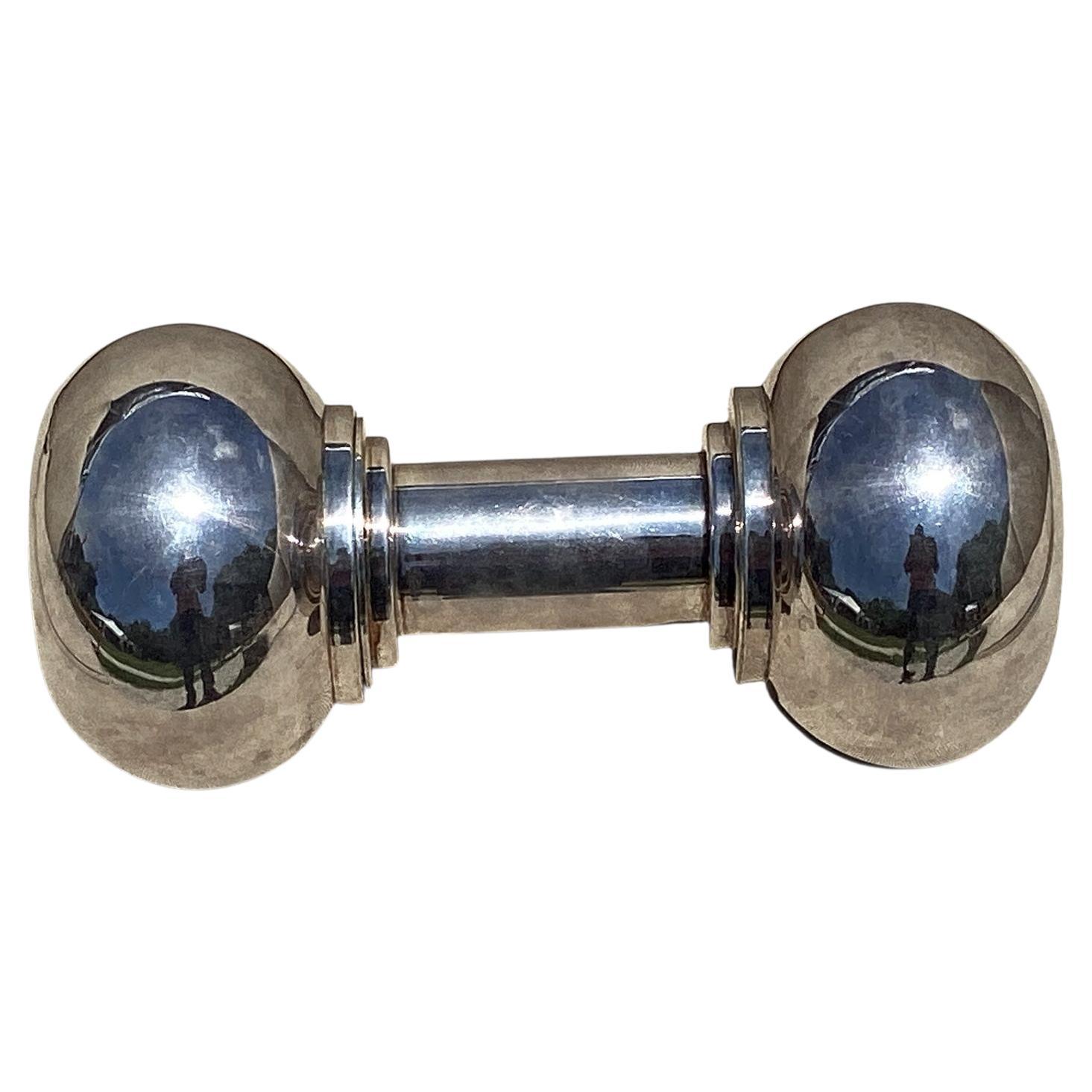 Hukin and Heath Silver Plated Dumbbell Cocktail Shaker For Sale