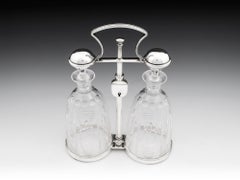 Silver Tantalus Hukin Heath Art Nouveau Cut-Glass Decanters