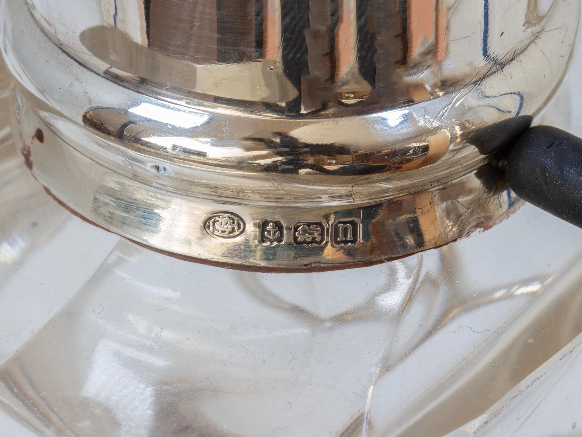 Hukin & Heath Pair of Silver Tilting Liquor Decanters For Sale 4