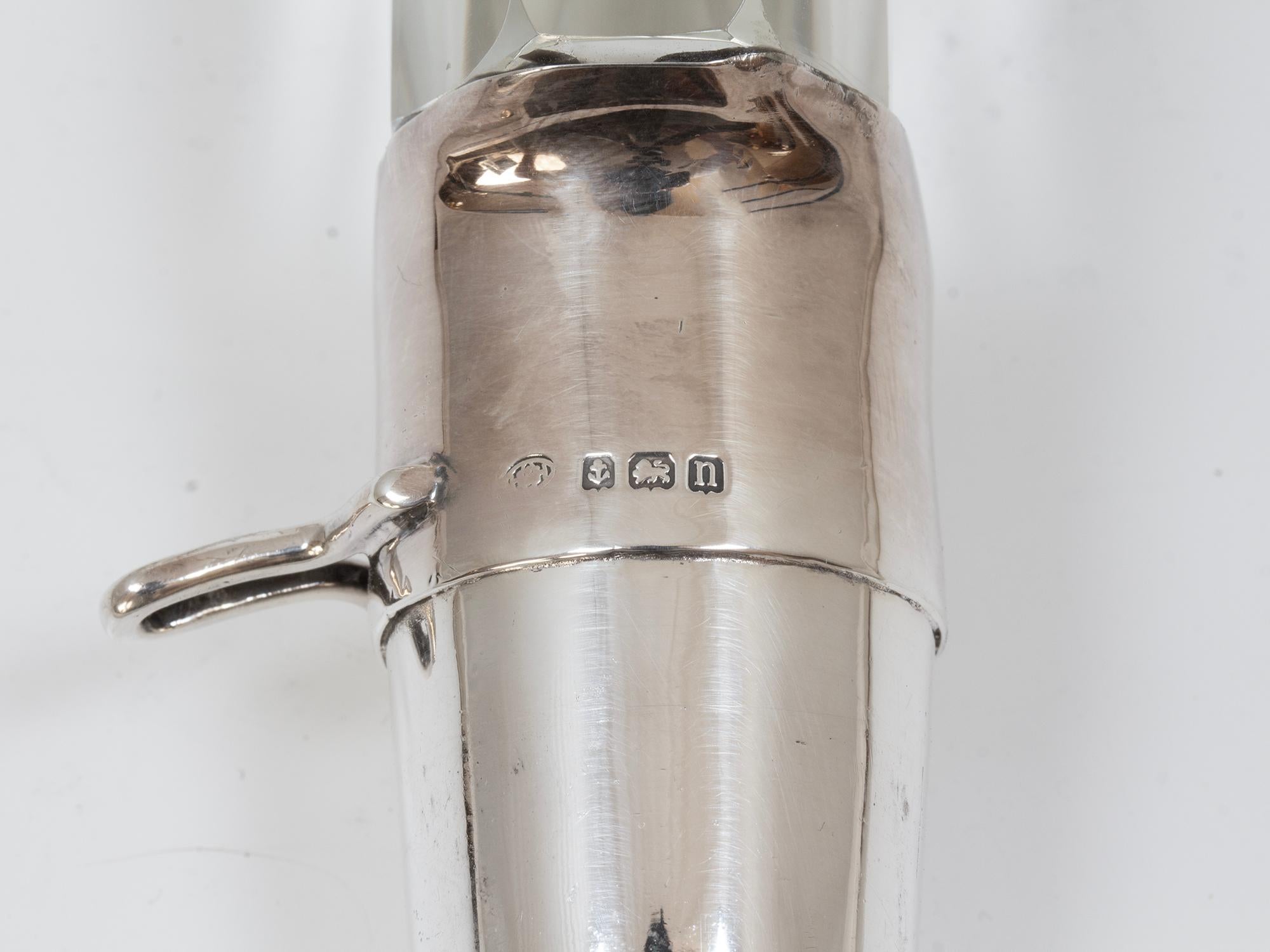 Hukin & Heath Pair of Silver Tilting Liquor Decanters For Sale 7