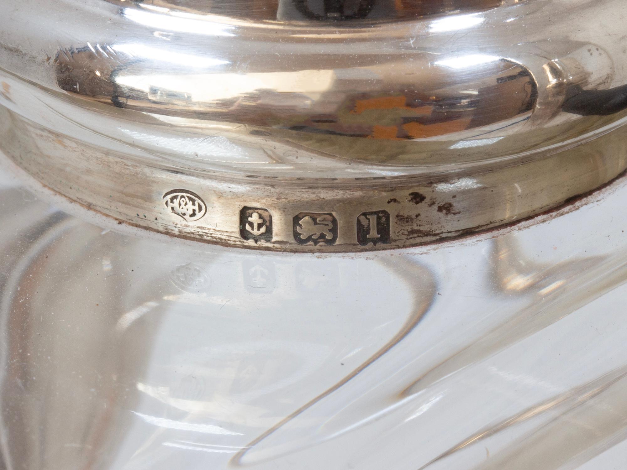 Hukin & Heath Pair of Silver Tilting Liquor Decanters For Sale 8