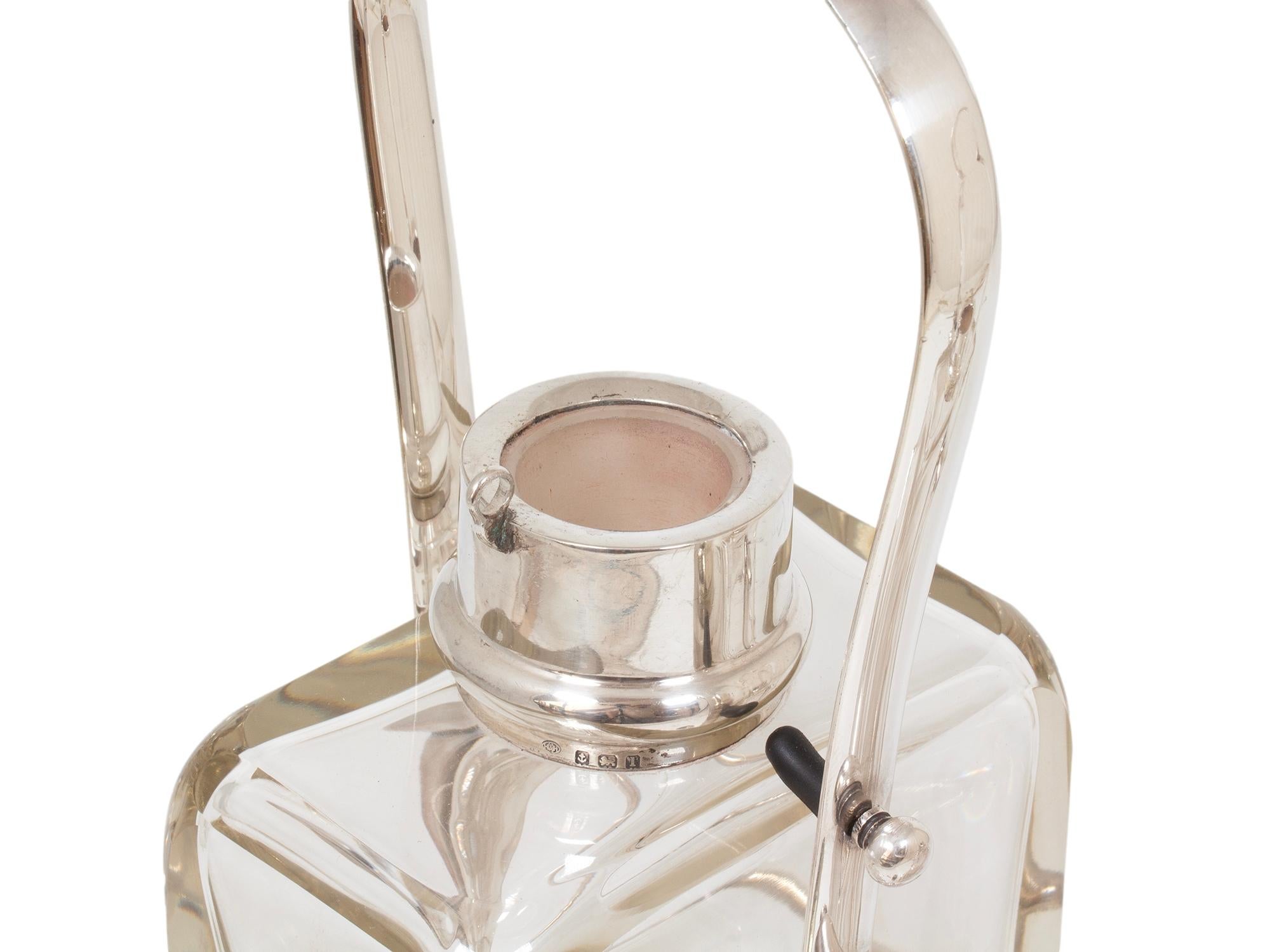 Hukin & Heath Pair of Silver Tilting Liquor Decanters For Sale 2