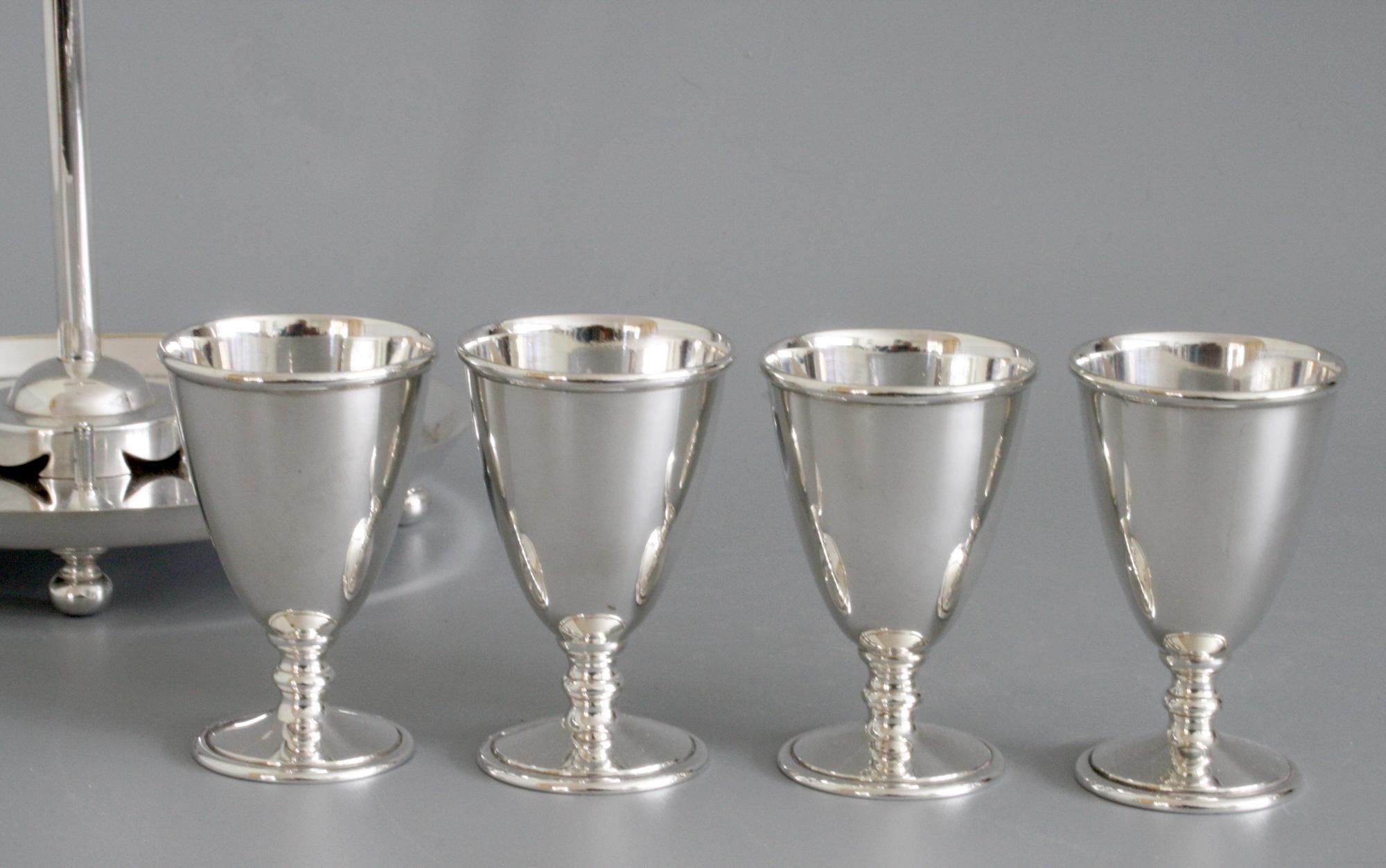 Hukin & Heath Silver Plated Four Eggcup Stand Designed by Christopher Dresser 12