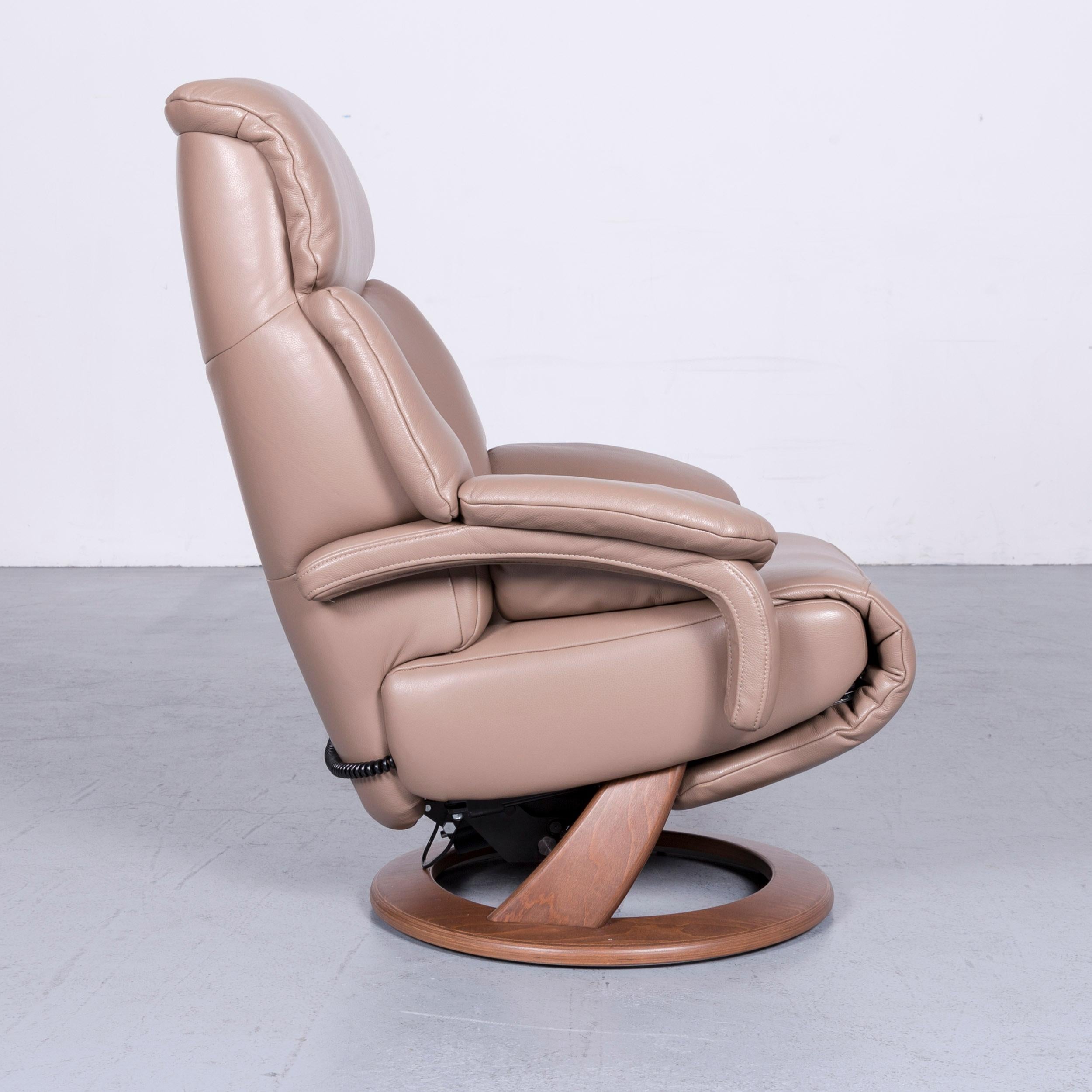 Hukla Cosy Relax Designer Leather Armchair Brown Chair with Recliner Function 2