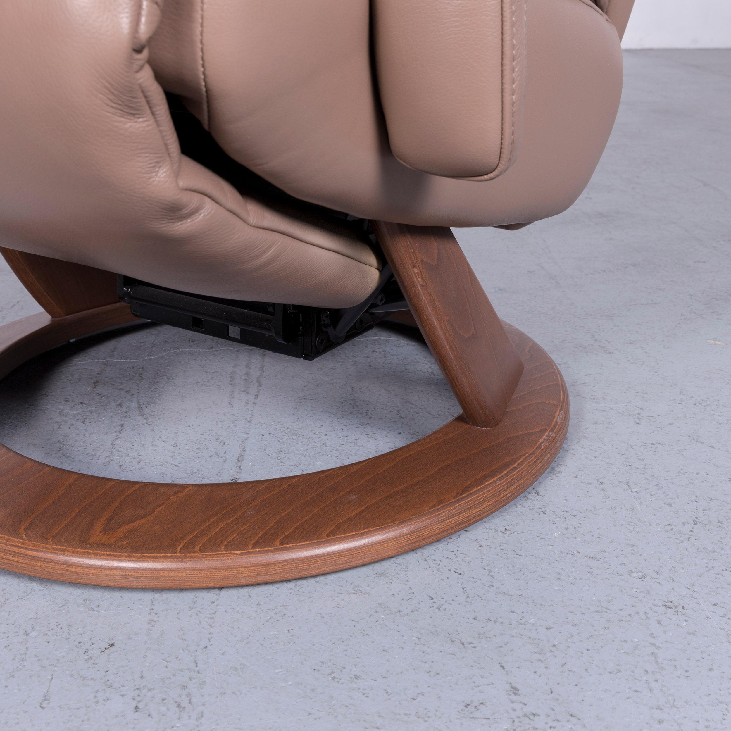 German Hukla Cosy Relax Designer Leather Armchair Brown Chair with Recliner Function