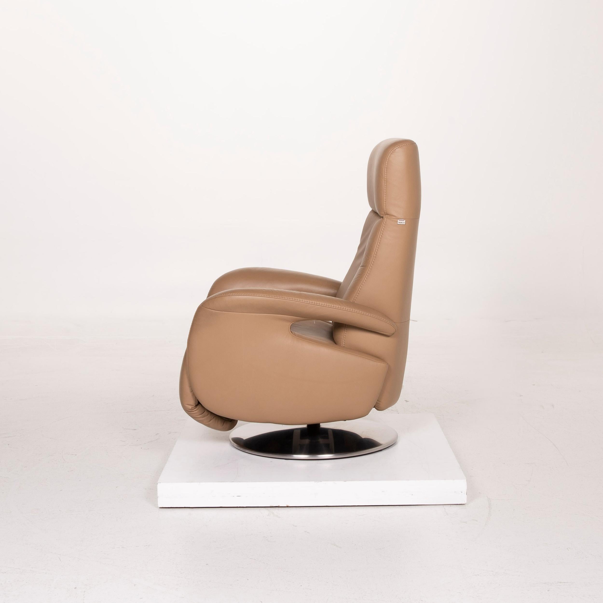Hukla Leather Armchair Beige Relax Function For Sale 2