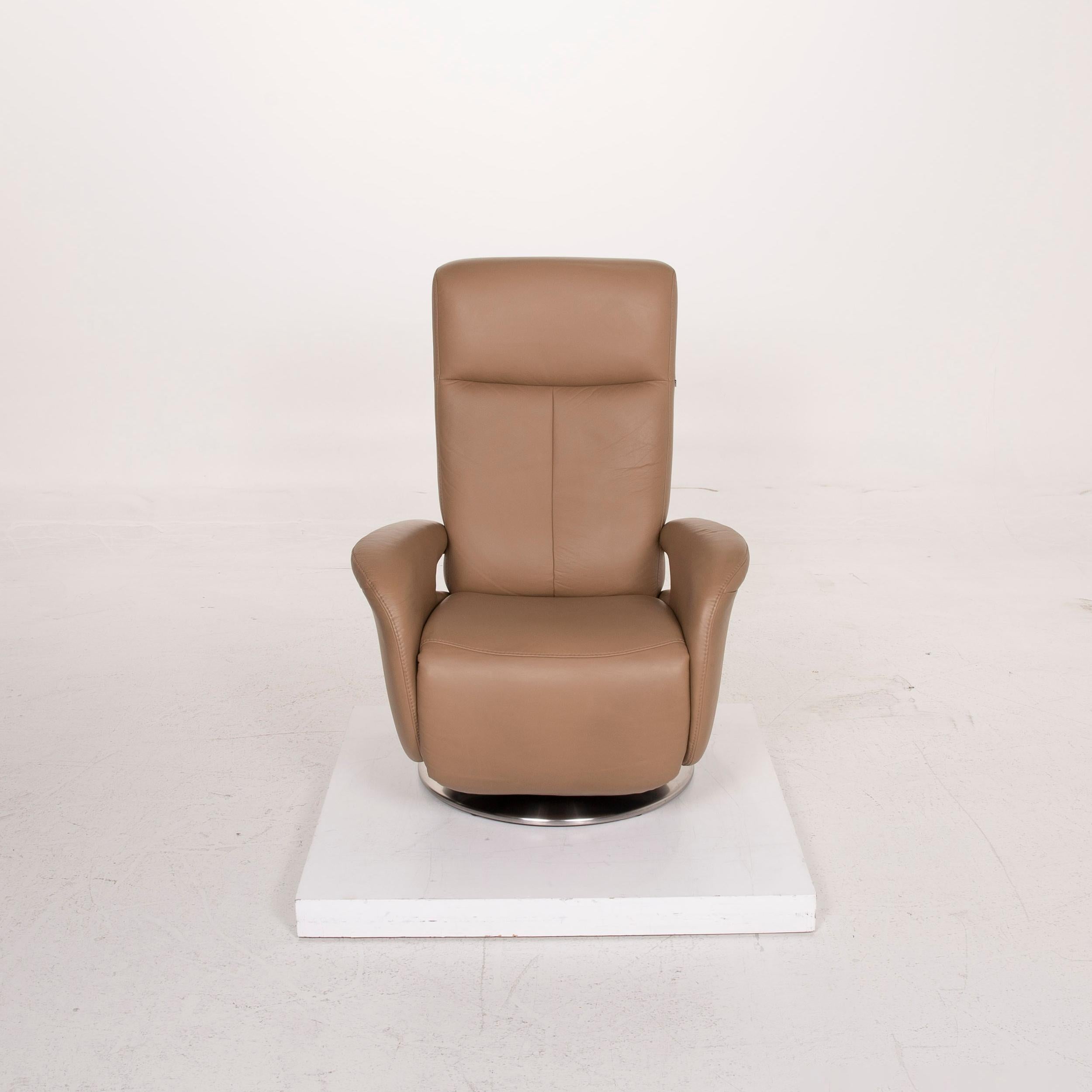 Hukla Leather Armchair Beige Relax Function In Good Condition For Sale In Cologne, DE