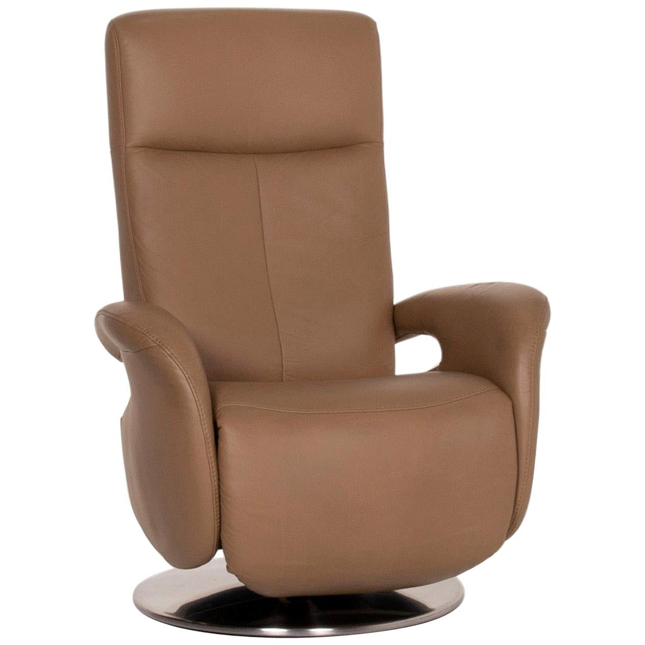 Hukla Leather Armchair Beige Relax Function For Sale