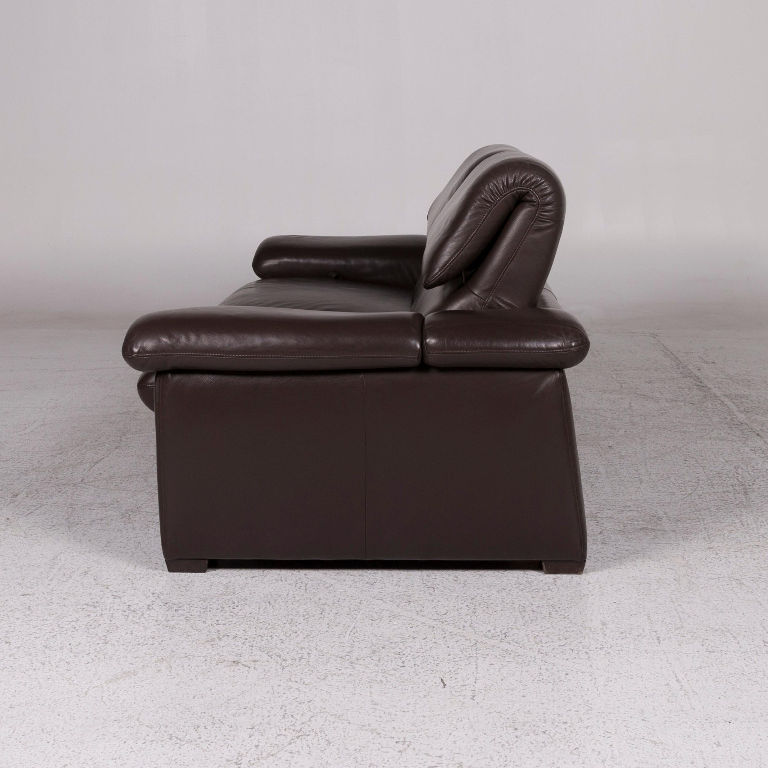 Contemporary Hukla Leather Sofa Brown Two-Seat Incl. Function