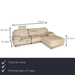 Hukla Mondo Leather Sofa Cream Corner Sofa Couch