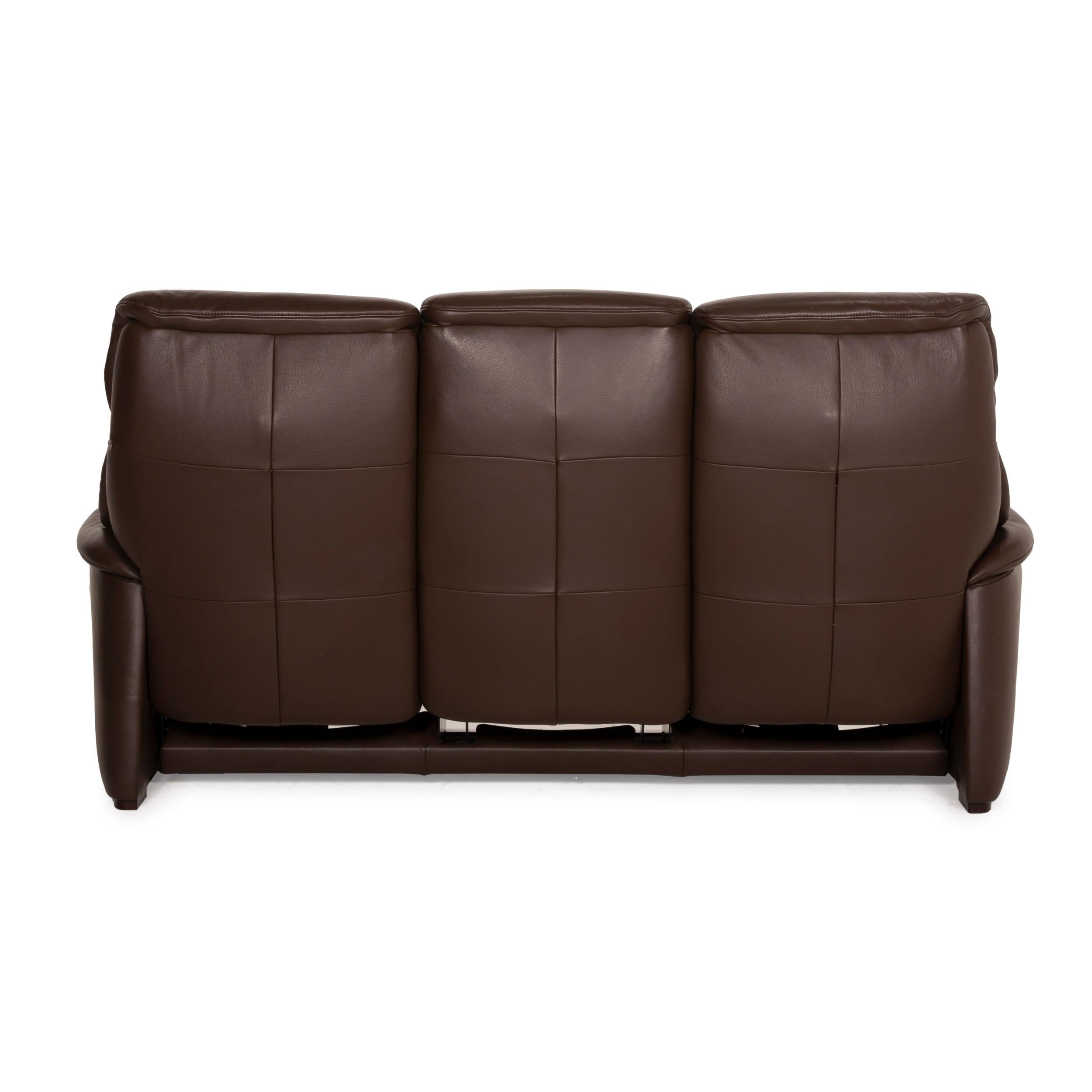 Hukla Nevada Leather Sofa Brown Three-Seater Electric Relaxation Function Dark 4