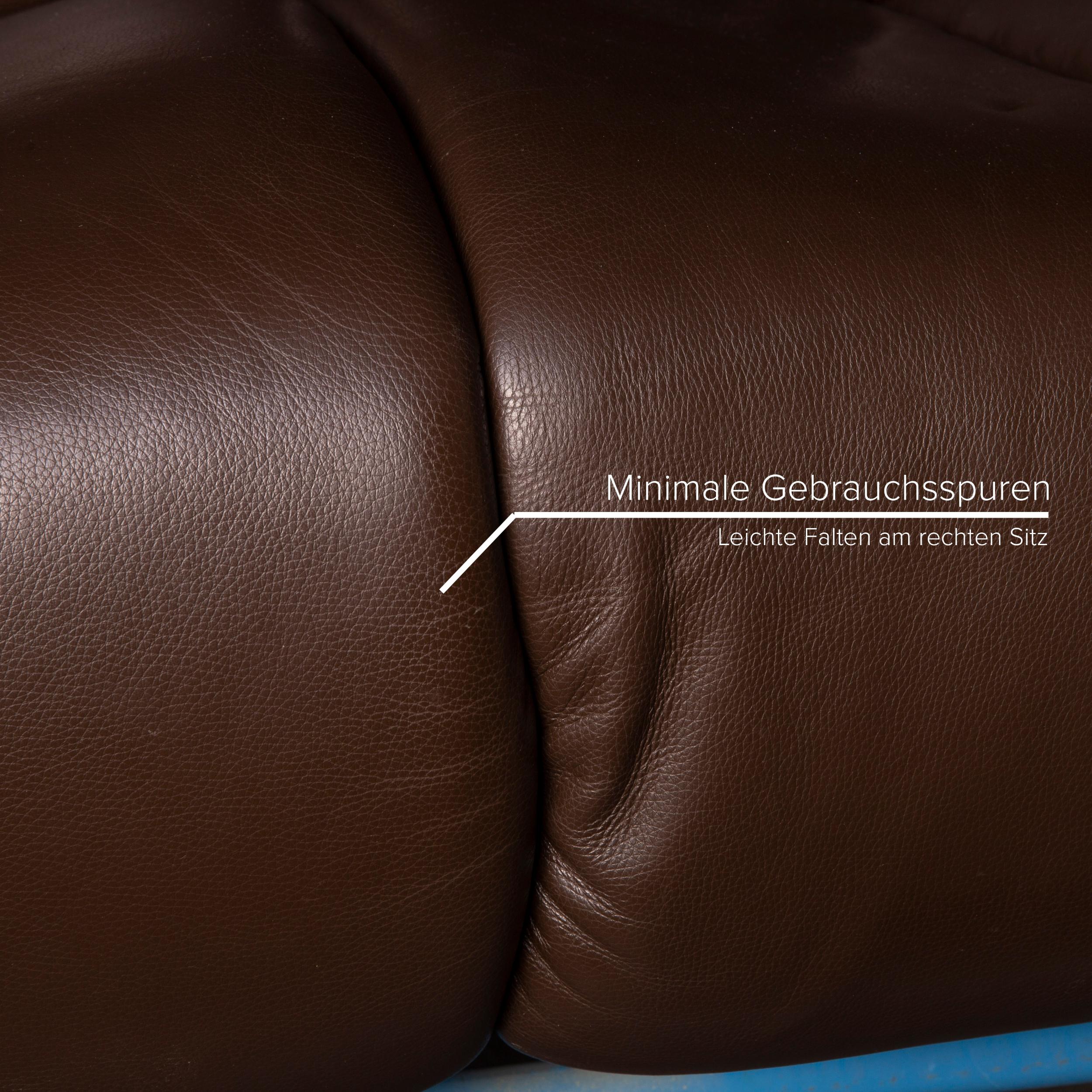 Polish Hukla Nevada Leather Sofa Brown Three-Seater Electric Relaxation Function Dark