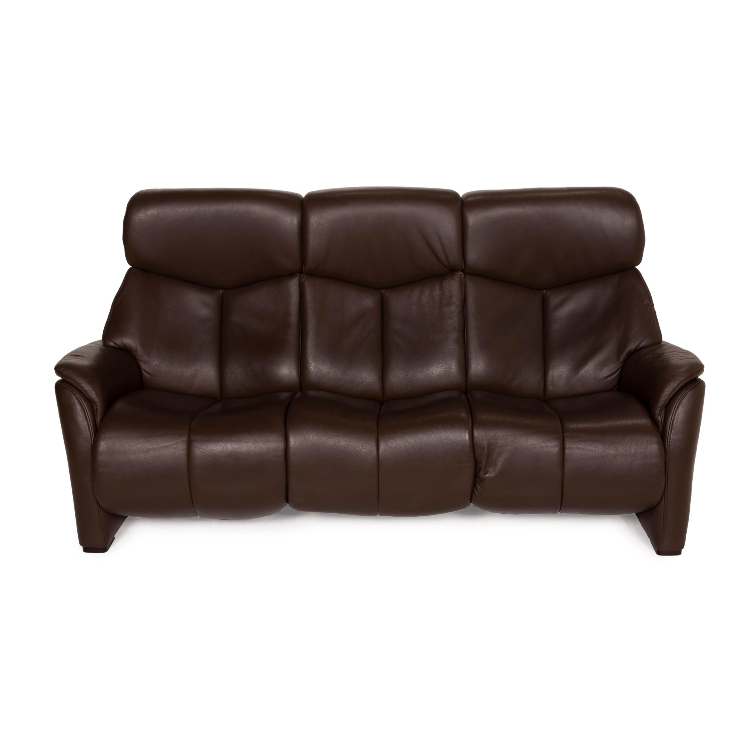 Hukla Nevada Leather Sofa Brown Three-Seater Electric Relaxation Function Dark 1