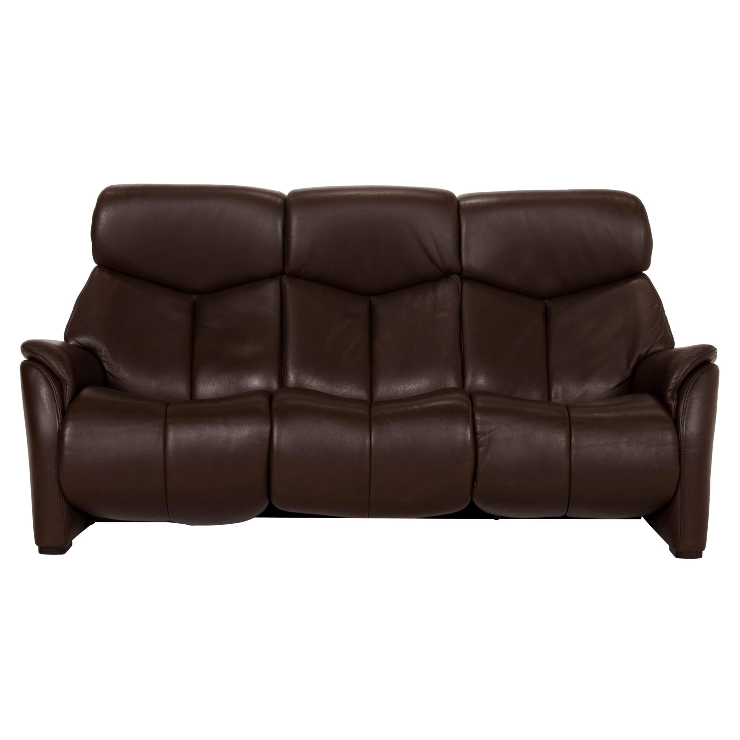 Hukla Nevada Leather Sofa Brown Three-Seater Electric Relaxation Function Dark