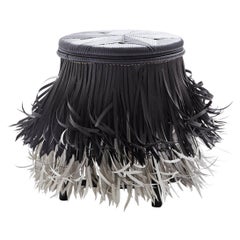 Hula 'Black seat, WB', Rattan Tribal Stool