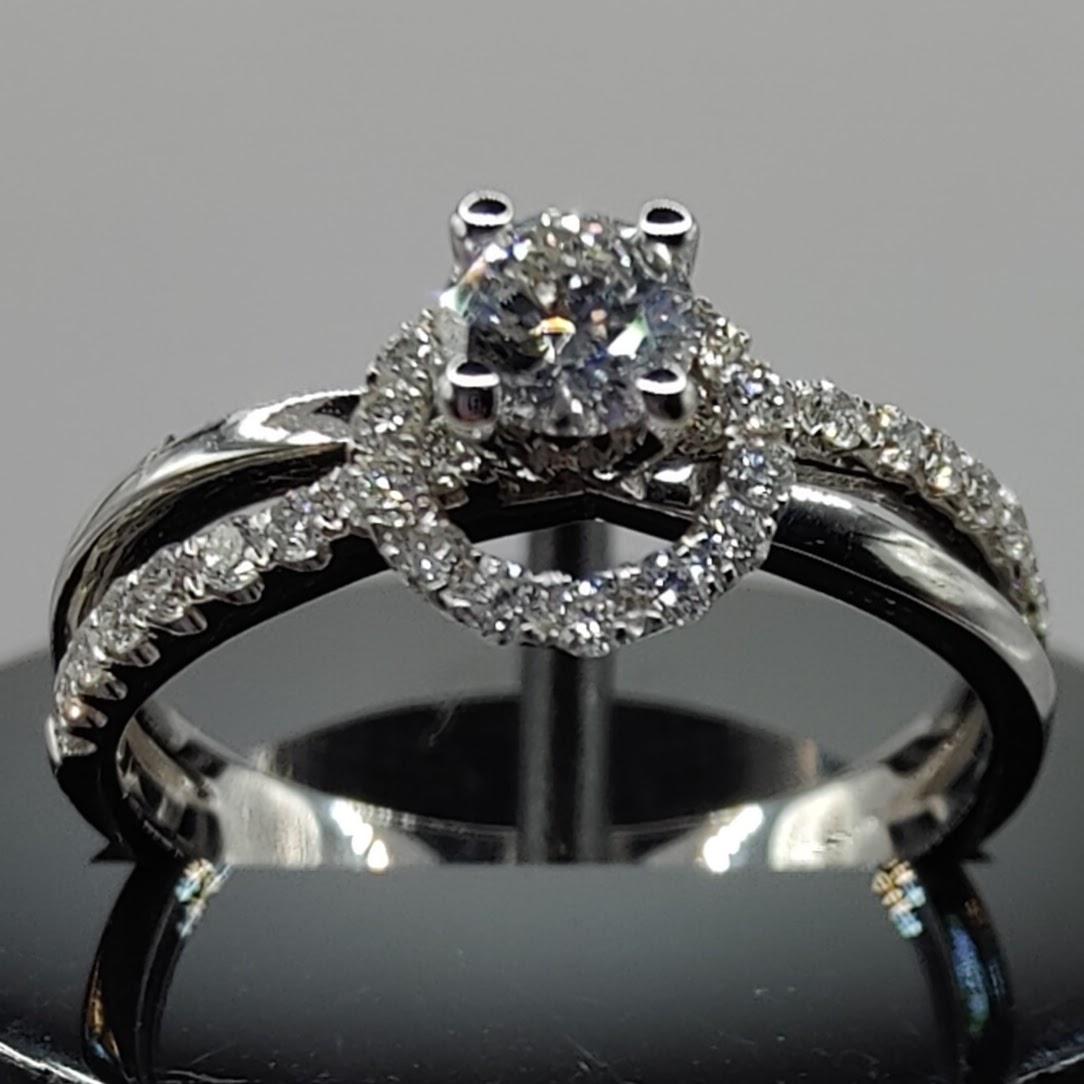 Hula Hoop .58 Carat Diamond Ring in 18K White Gold For Sale 2