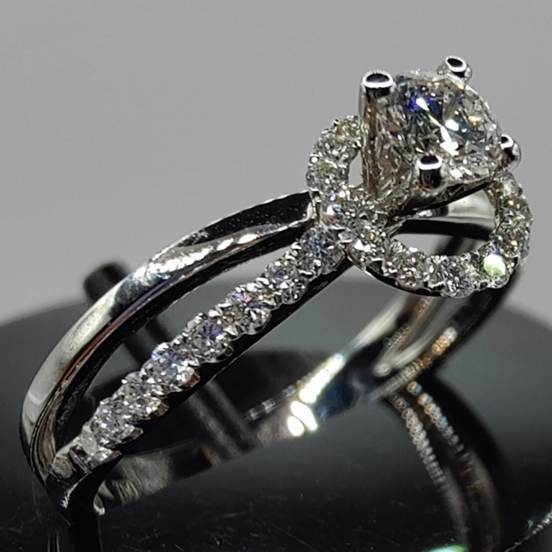 Hula Hoop .58 Carat Diamond Ring in 18K White Gold For Sale 3