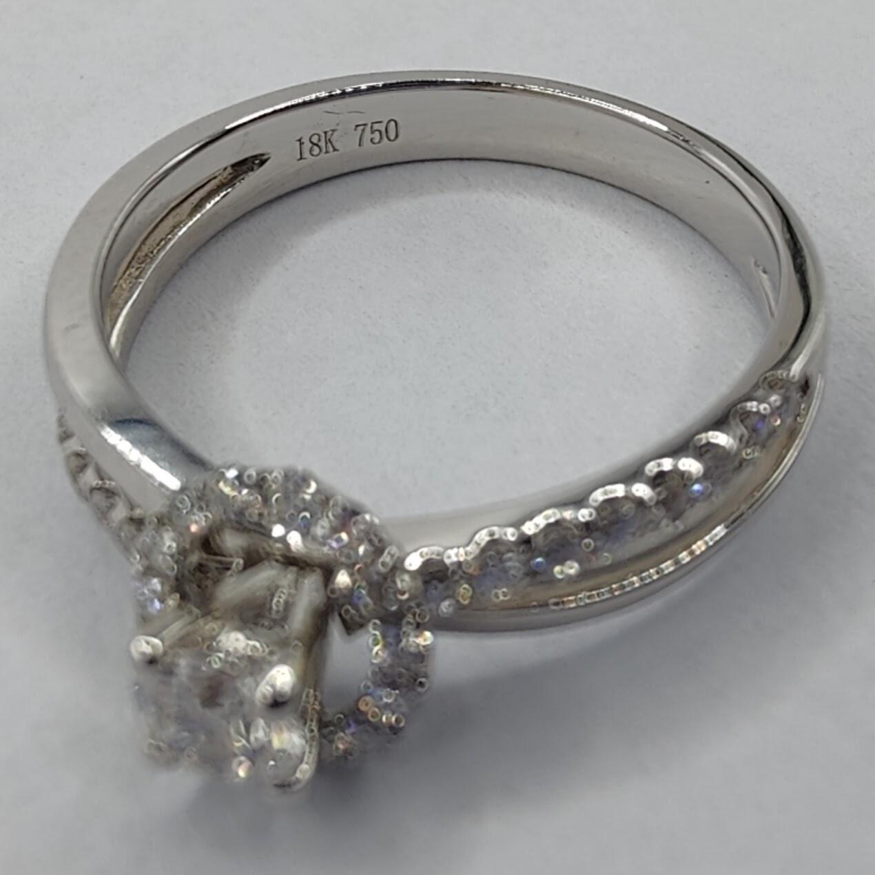 Round Cut Hula Hoop .58 Carat Diamond Ring in 18K White Gold For Sale