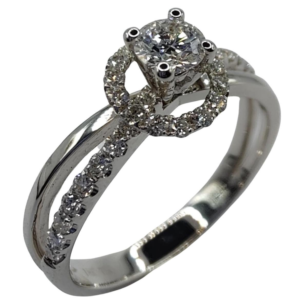 Hula Hoop .58 Carat Diamond Ring in 18K White Gold For Sale