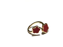 Hulchi Belluni 18 Karat Rose Gold and Coral Ring with 0.03 Carat Diamond