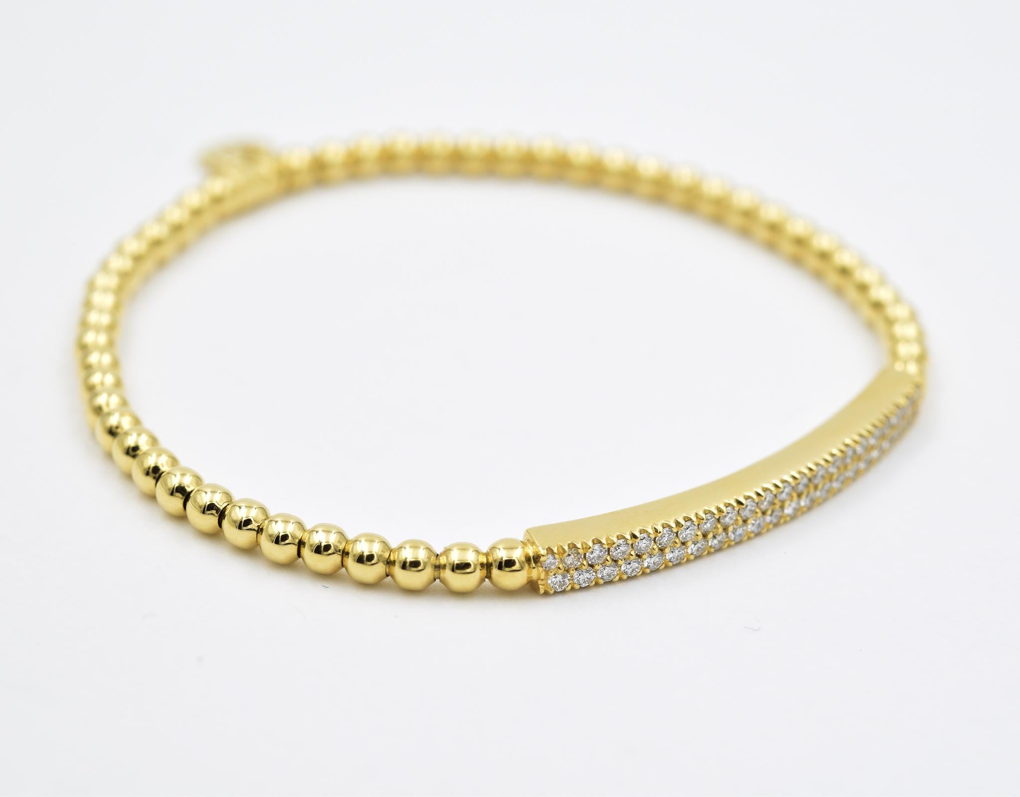 Hulchi Belluni 21348-YW Stretch-Armband 0,44 Karat Diamant Pavé-Bar 18 Karat 3