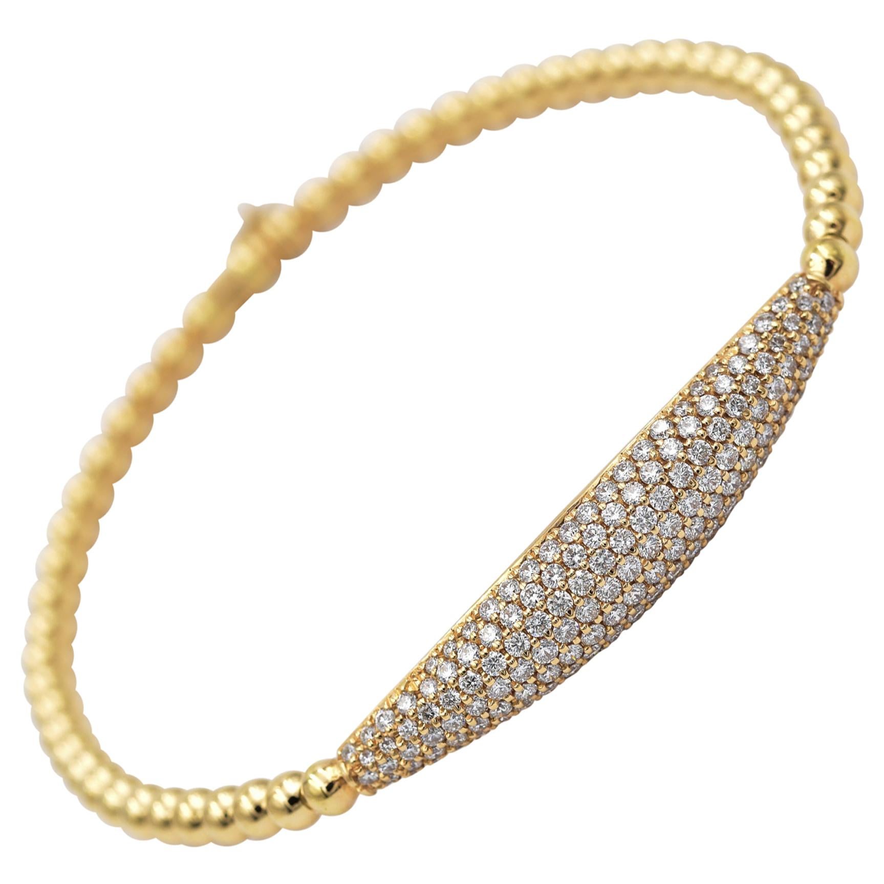 Hulchi Belluni Diamond Pavé Dome Stretch Bracelet in 18K Yellow Gold- 22380-YW