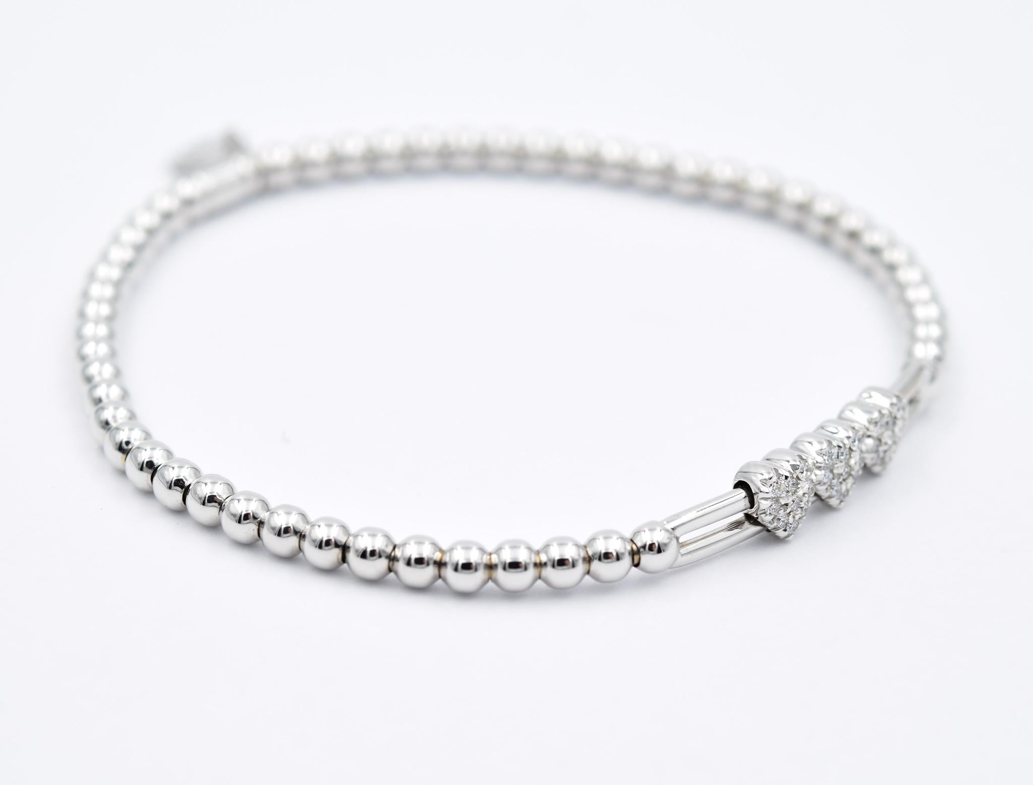 Hulchi Belluni, bracelet extensible en or blanc 18 carats avec cœurs de diamants - 20381-WW 1