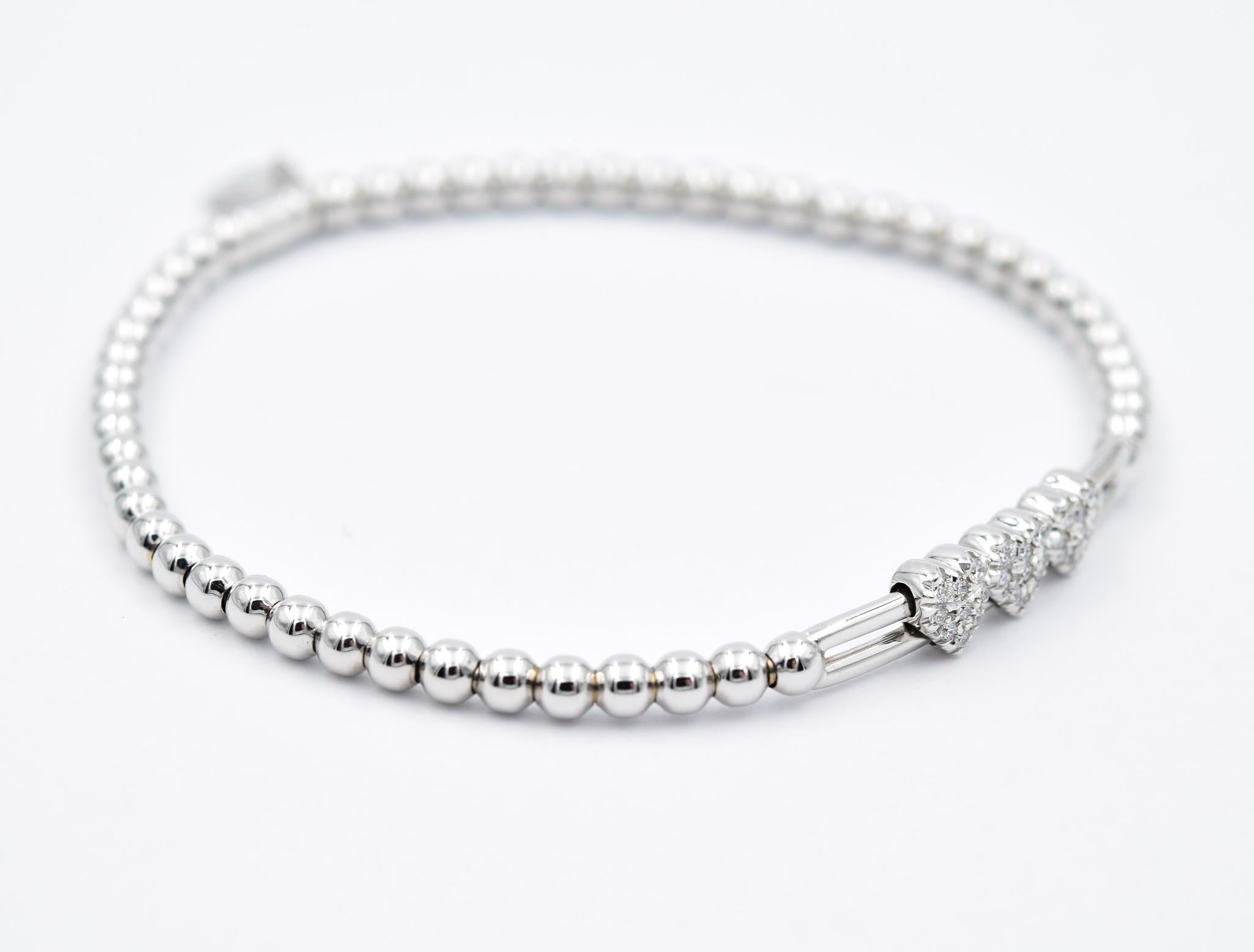 Round Cut Hulchi Belluni Heart Diamond Stretch Bracelet in 18 Karat White Gold-20381-WW