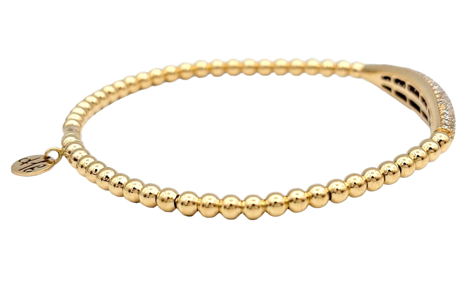 Contemporary Hulchi Belluni Tresore Collection 3mm Stretch Bracelet 18K Rose Gold Diamond Bar For Sale