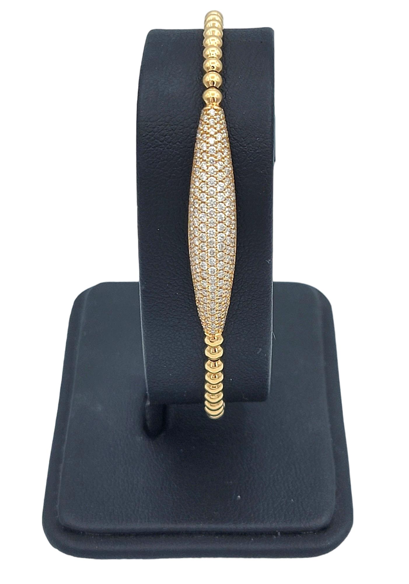 Women's Hulchi Belluni Tresore Collection 3mm Stretch Bracelet 18K Rose Gold Diamond Bar For Sale
