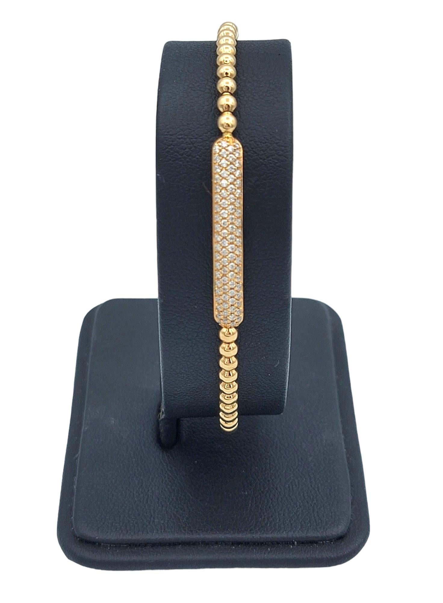 Women's Hulchi Belluni Tresore Collection 3mm Stretch Bracelet Rose Gold and Diamond Bar For Sale