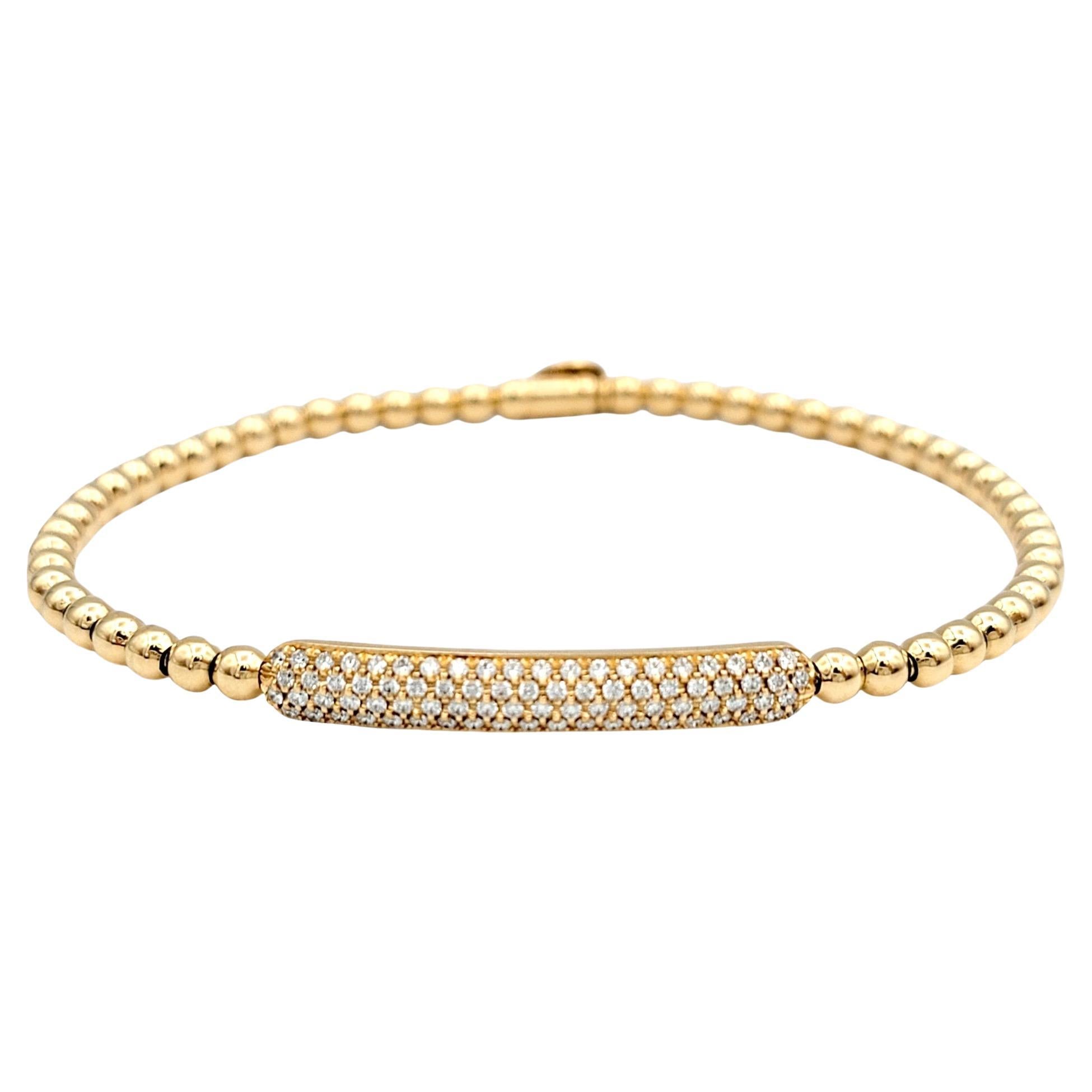 Hulchi Belluni Tresore Collection 3mm Stretch Bracelet Rose Gold and Diamond Bar For Sale