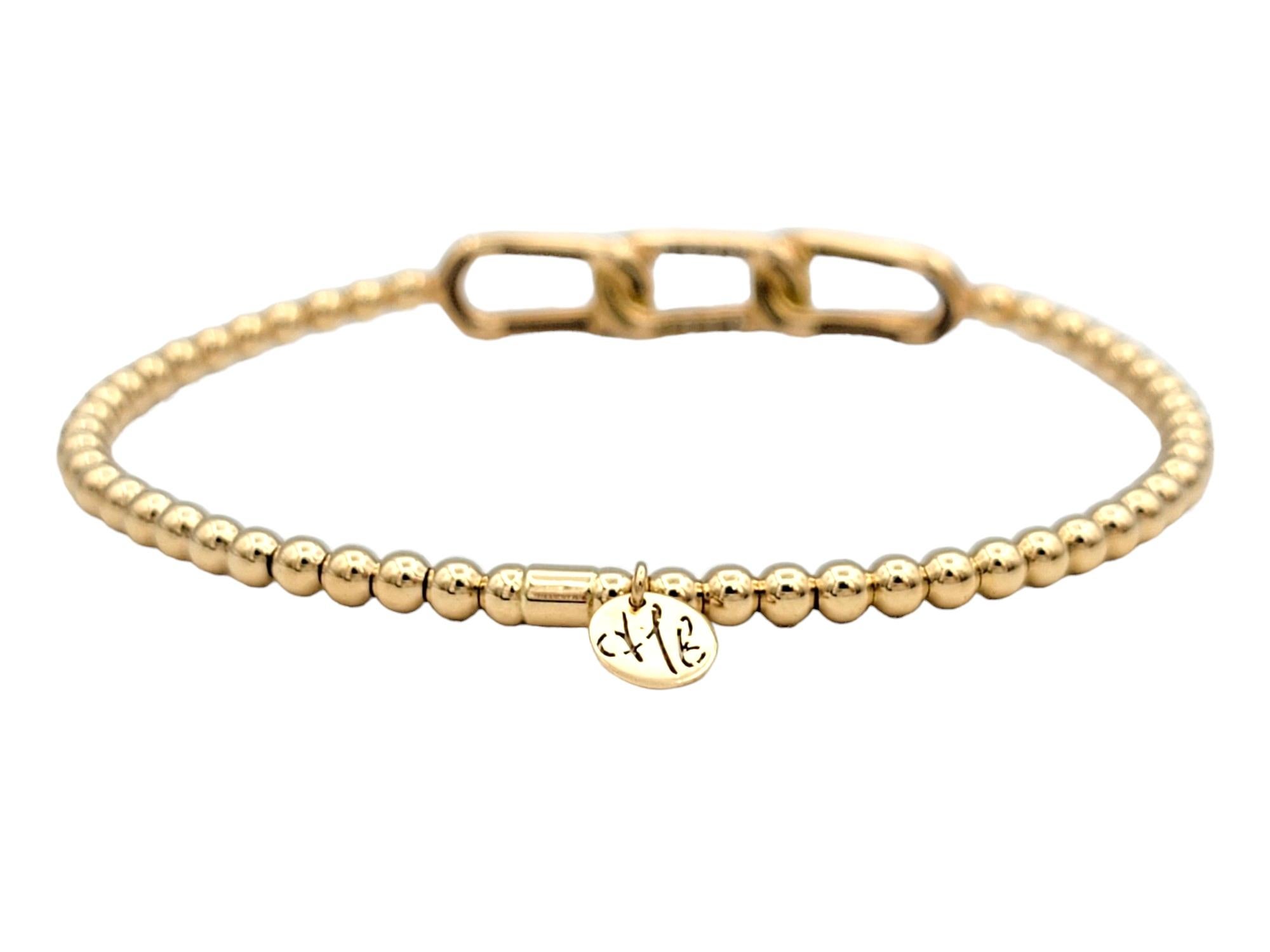 Contemporary Hulchi Belluni Tresore Collection 3mm Stretch Bracelet Rose Gold Links & Diamond For Sale