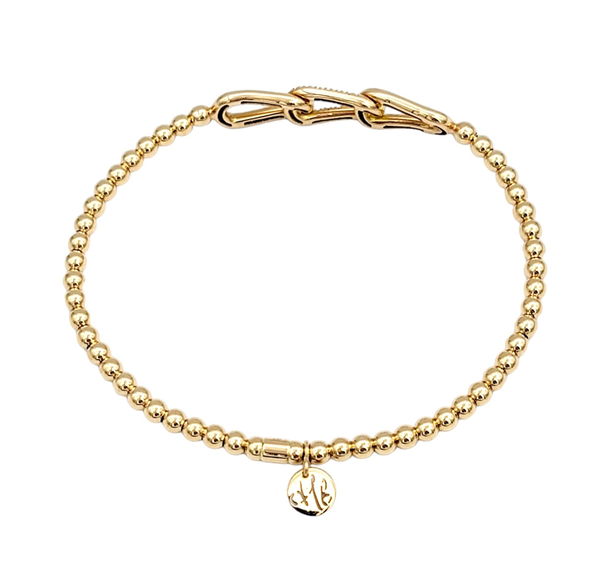 Round Cut Hulchi Belluni Tresore Collection 3mm Stretch Bracelet Rose Gold Links & Diamond For Sale