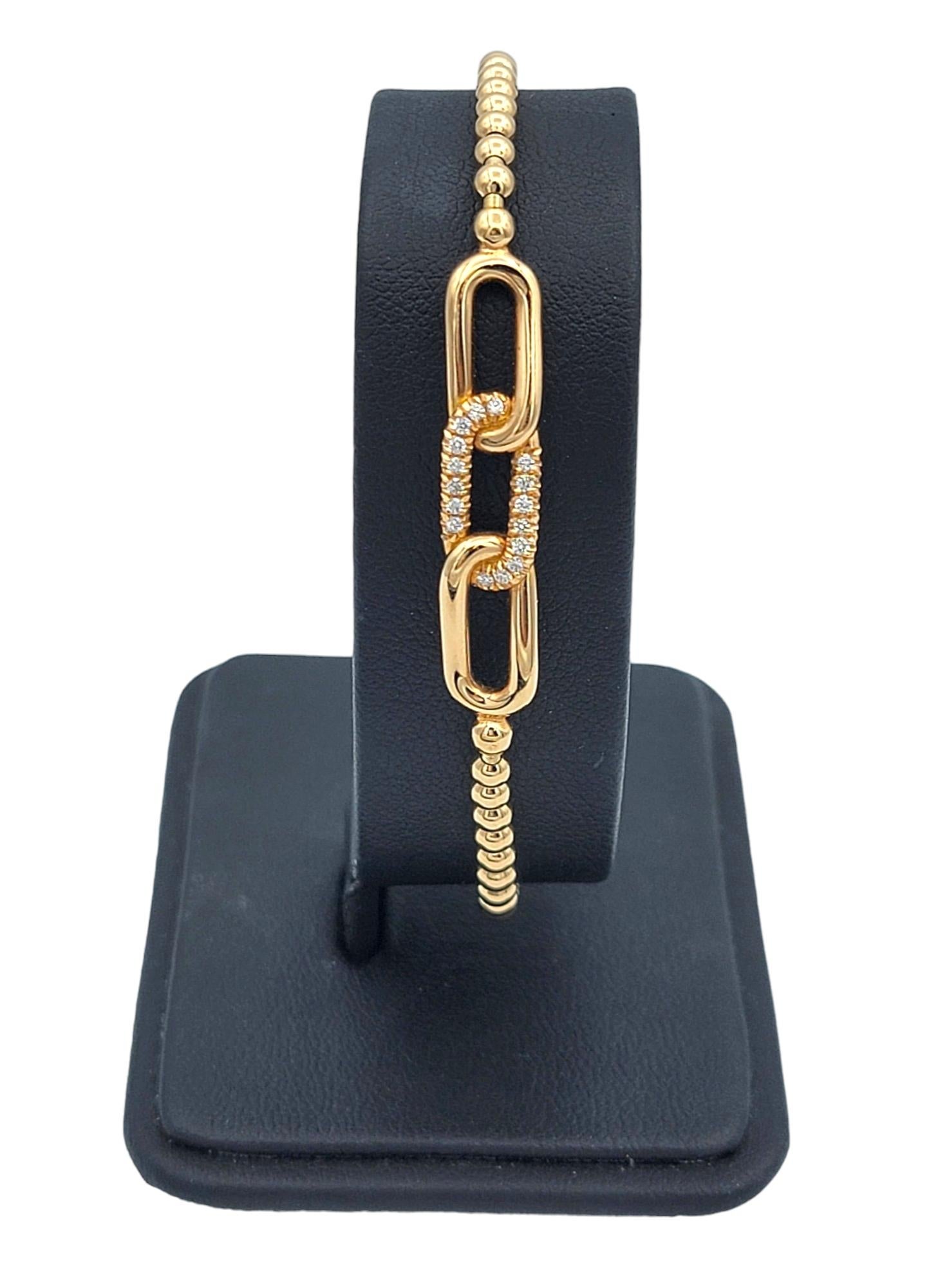 Women's Hulchi Belluni Tresore Collection 3mm Stretch Bracelet Rose Gold Links & Diamond For Sale