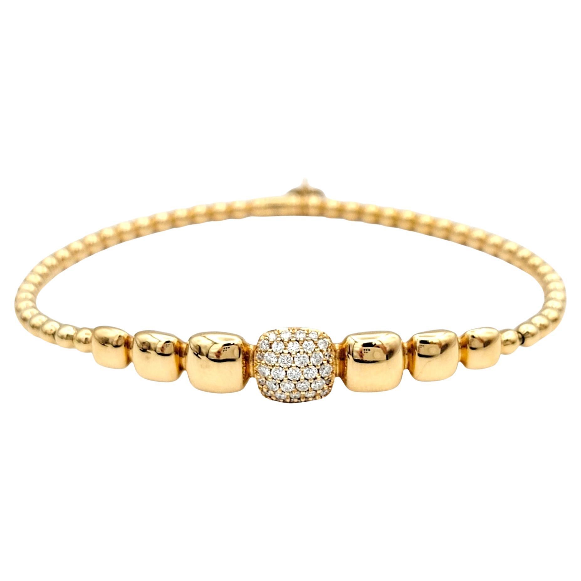 Hulchi Belluni Tresore Collection 3mm Stretch Bracelet Rose Gold with Diamonds  For Sale