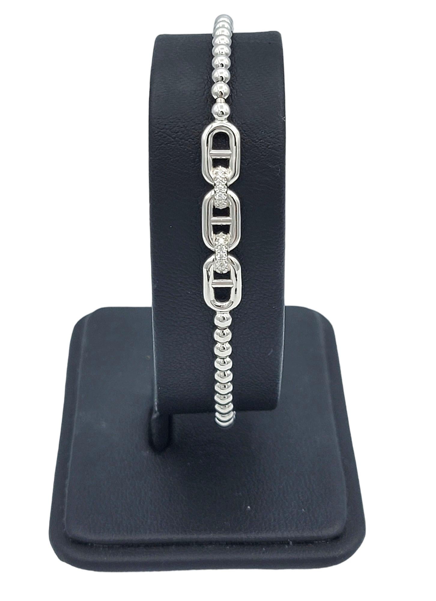Hulchi Belluni Tresore Collection 3mm Stretch Bracelet White Gold Diamond Links 1