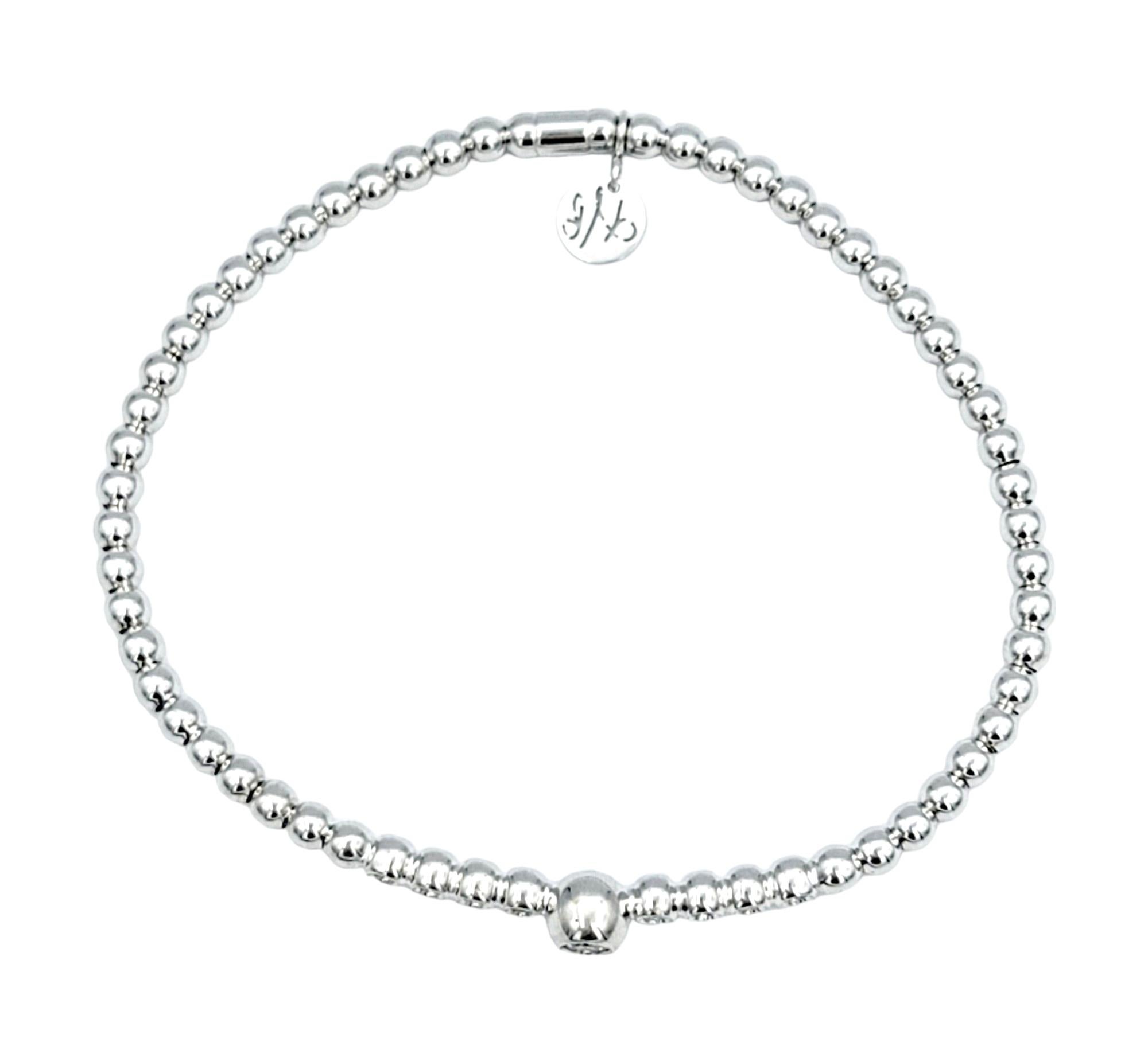 Taille ronde Hulchi Belluni Tresore Collection Bracelet extensible 3 mm en or blanc avec diamants  en vente