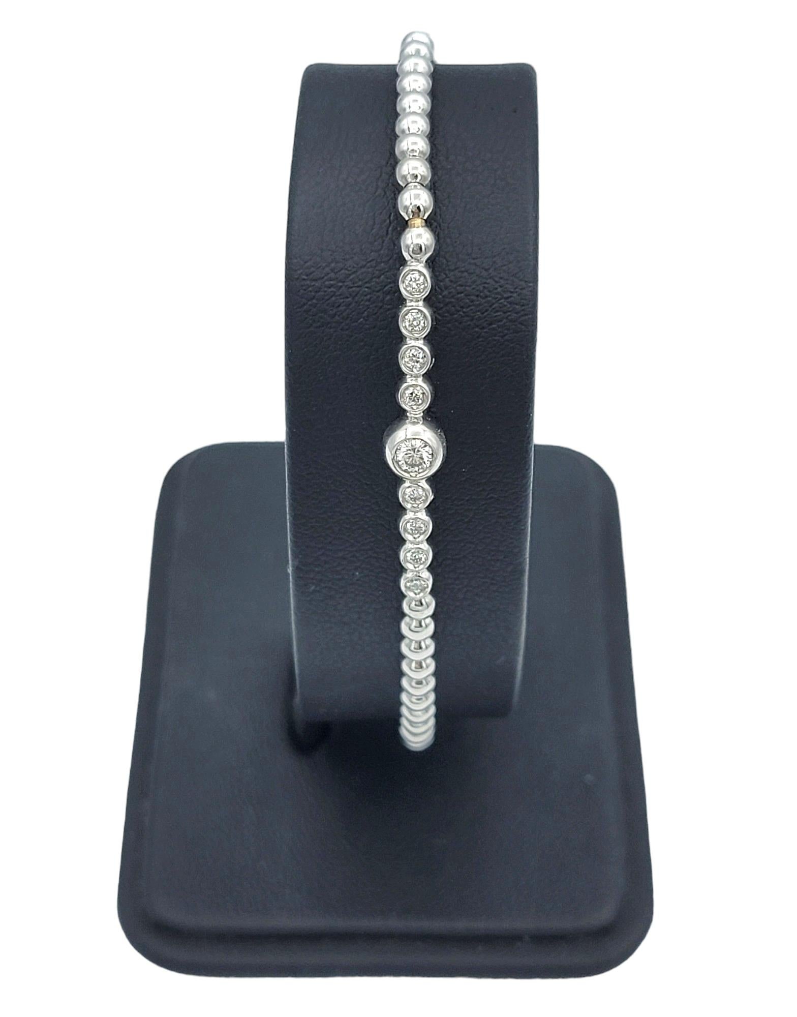 Women's Hulchi Belluni Tresore Collection 3mm Stretch Bracelet White Gold with Diamonds  For Sale