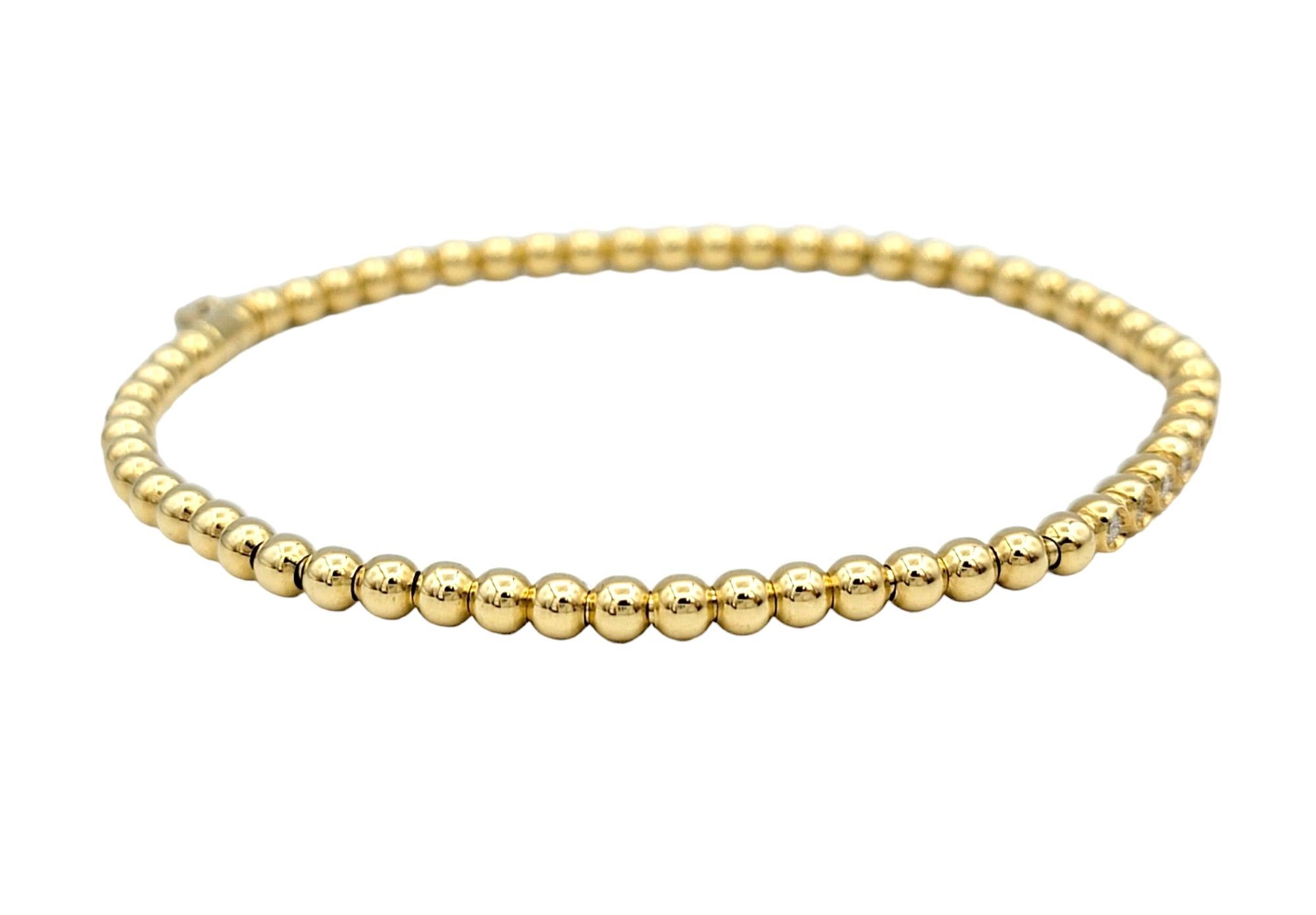 Contemporary Hulchi Belluni Tresore Collection 3mm Stretch Bracelet Yellow Gold and Diamonds For Sale