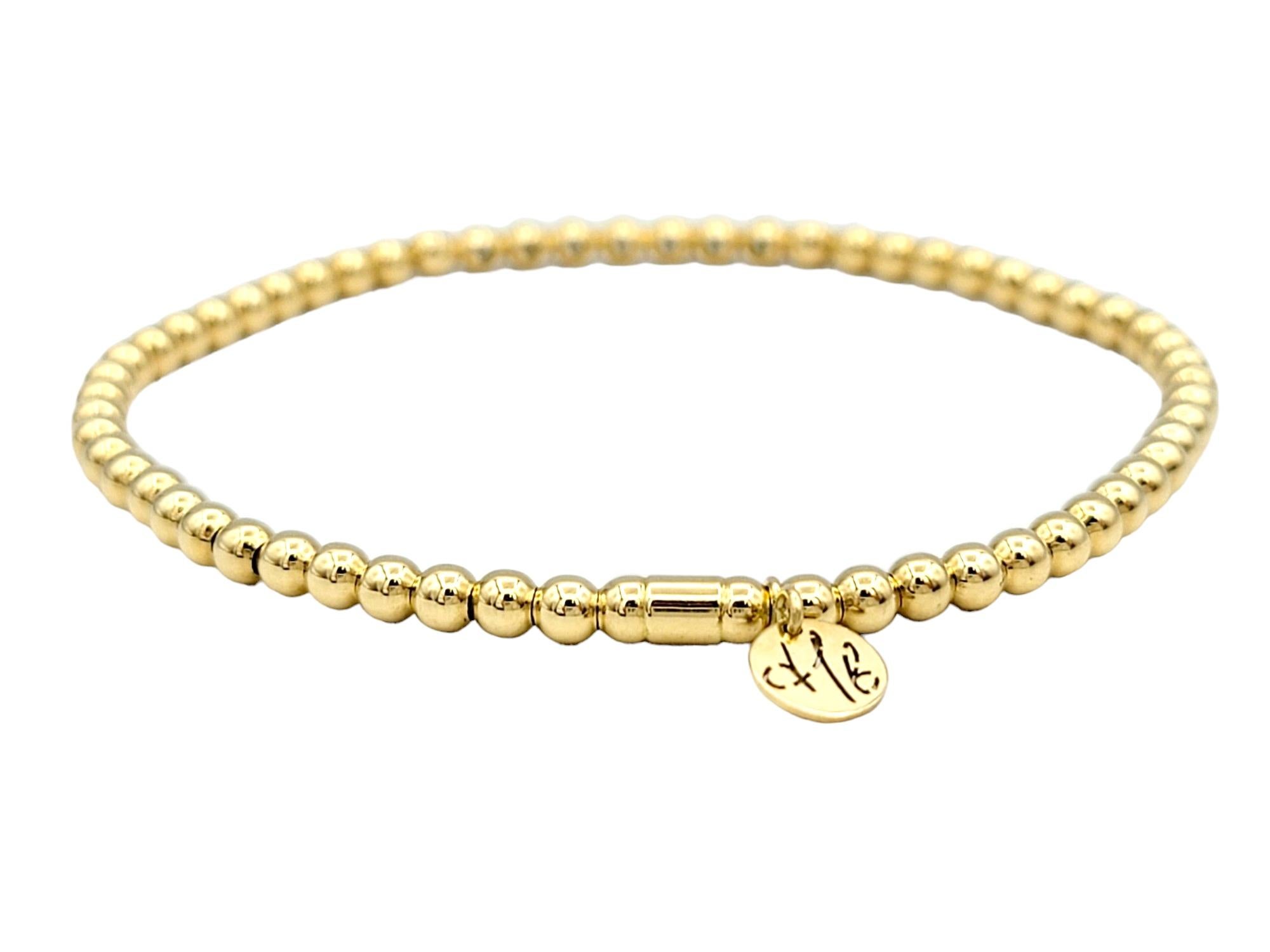Round Cut Hulchi Belluni Tresore Collection 3mm Stretch Bracelet Yellow Gold and Diamonds For Sale