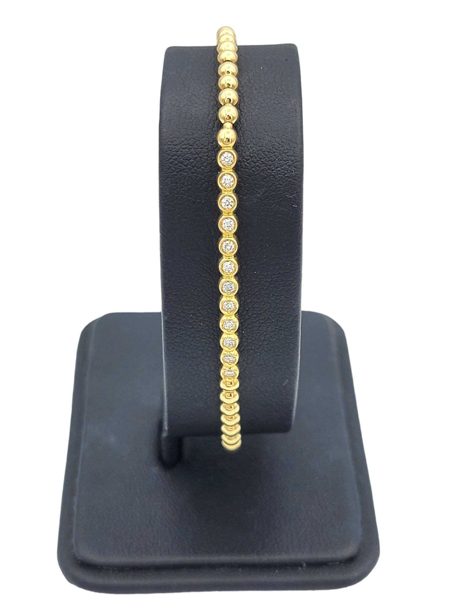 Hulchi Belluni Tresore Collection, bracelet extensible de 3 mm en or jaune et diamants en vente 1