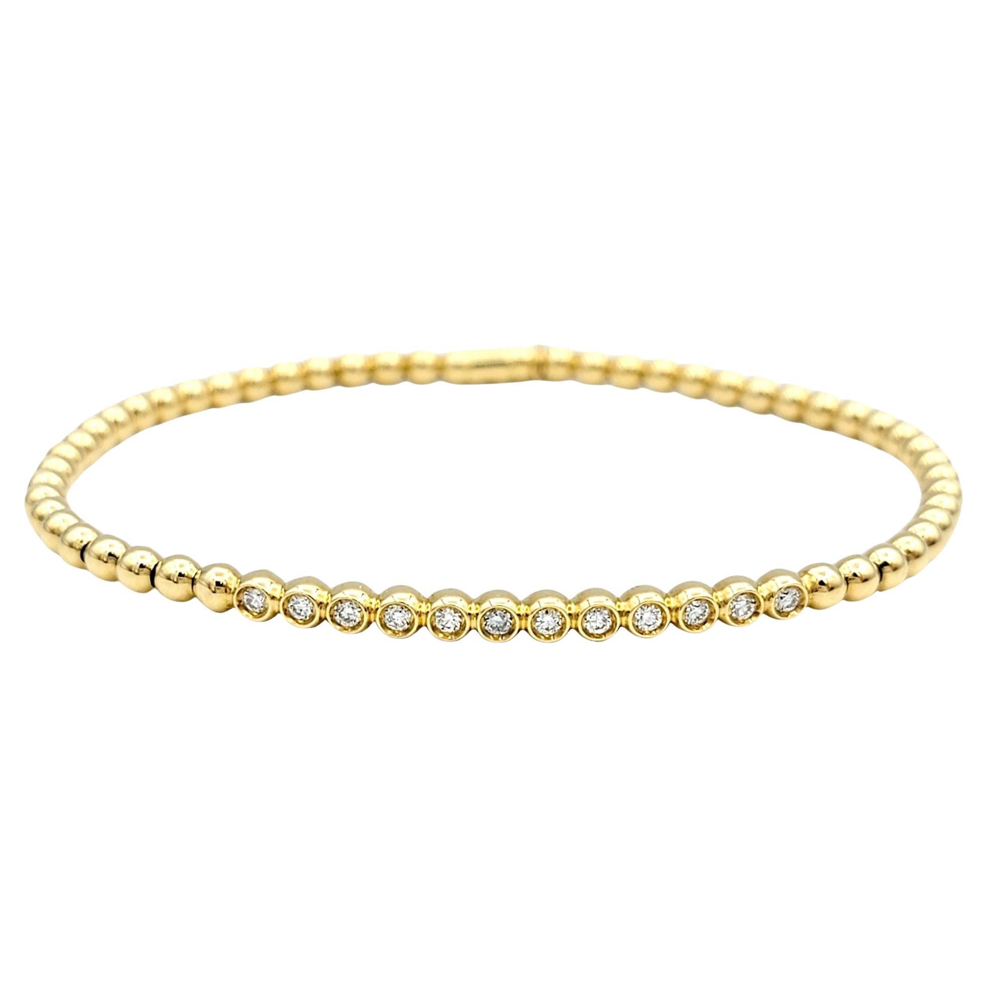 Hulchi Belluni Tresore Collection 3mm Stretch Bracelet Yellow Gold and Diamonds For Sale