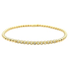 Hulchi Belluni Tresore Collection 3mm Stretch Bracelet Yellow Gold and Diamonds