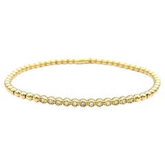 Hulchi Belluni Tresore Collection 3mm Stretch Bracelet Yellow Gold and Diamonds